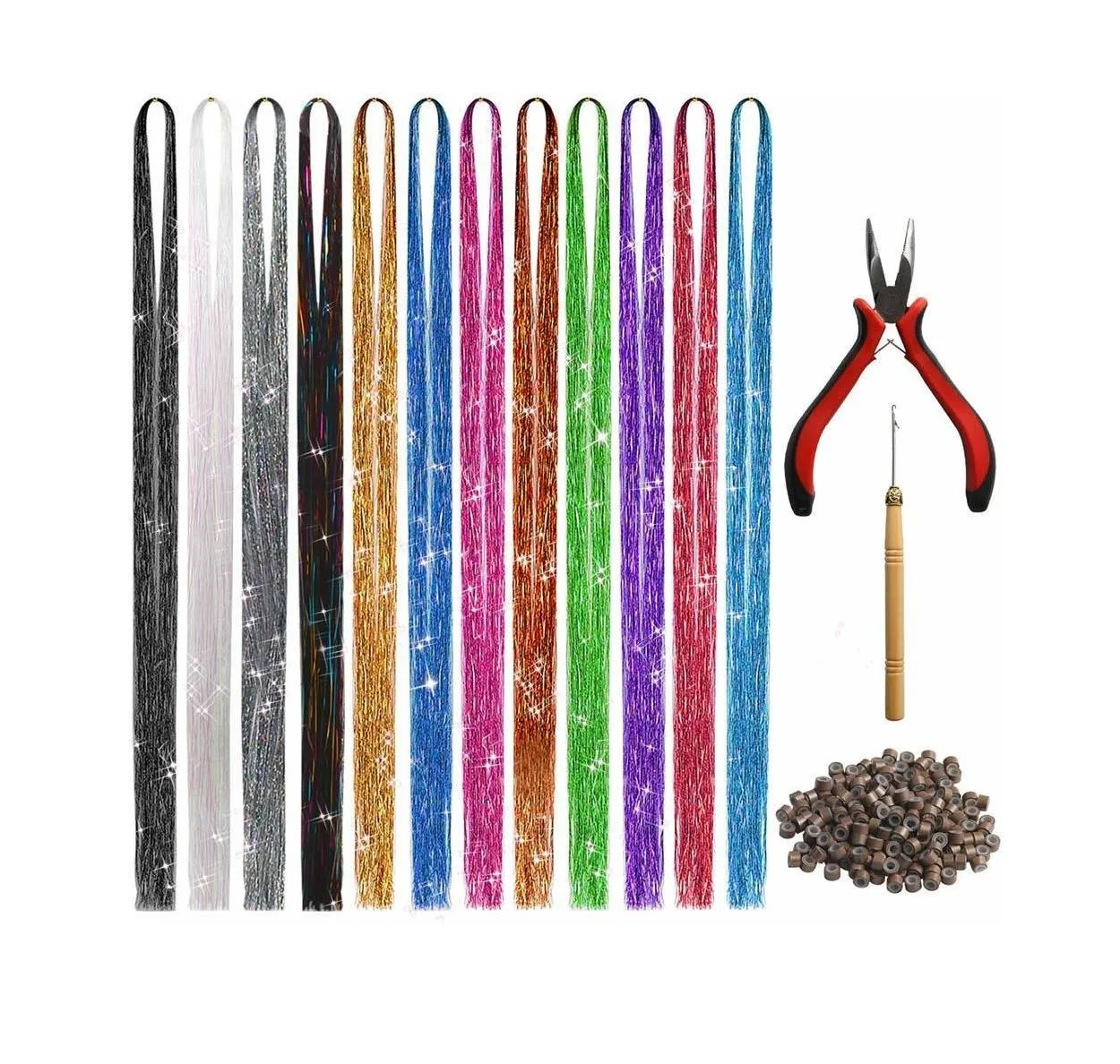 Foto 2 pulgar | Kit de Extensión de Cabello Malubero Multicolor de 120 cm Cuentas y Pinza