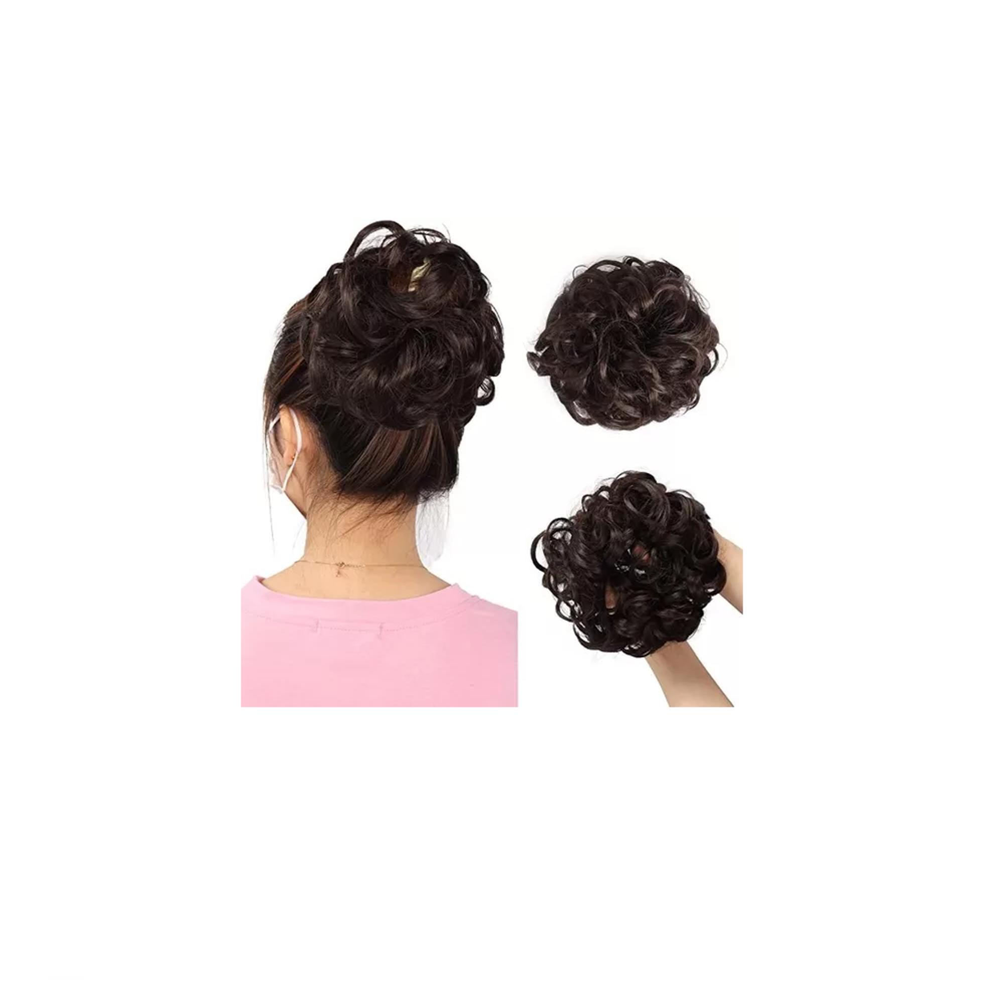 Foto 4 pulgar | Extensión De Cabello Moño Chongo Postizo Grande 2 Piezas Marrón Oscuro