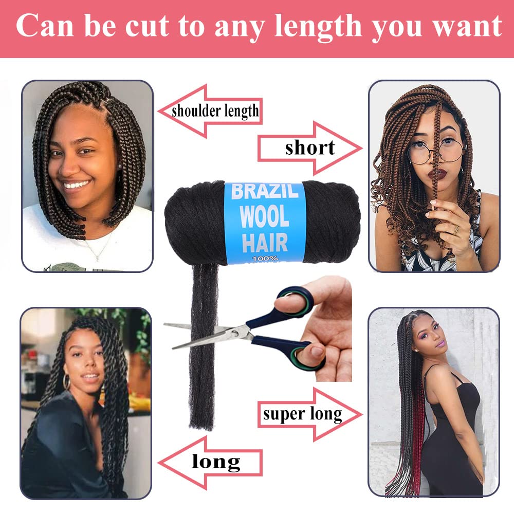 Foto 4 pulgar | Cabello de Lana Brasileña Negra Natural de Yarn Cookoo 8 Rollos 560 G - Venta Internacional