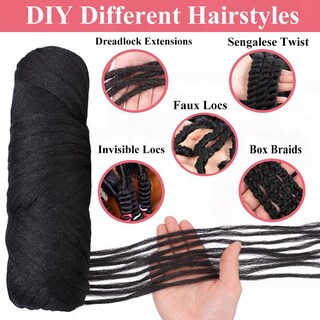 Foto 5 | Cabello de Lana Brasileña Negra Natural de Yarn Cookoo 8 Rollos 560 G - Venta Internacional
