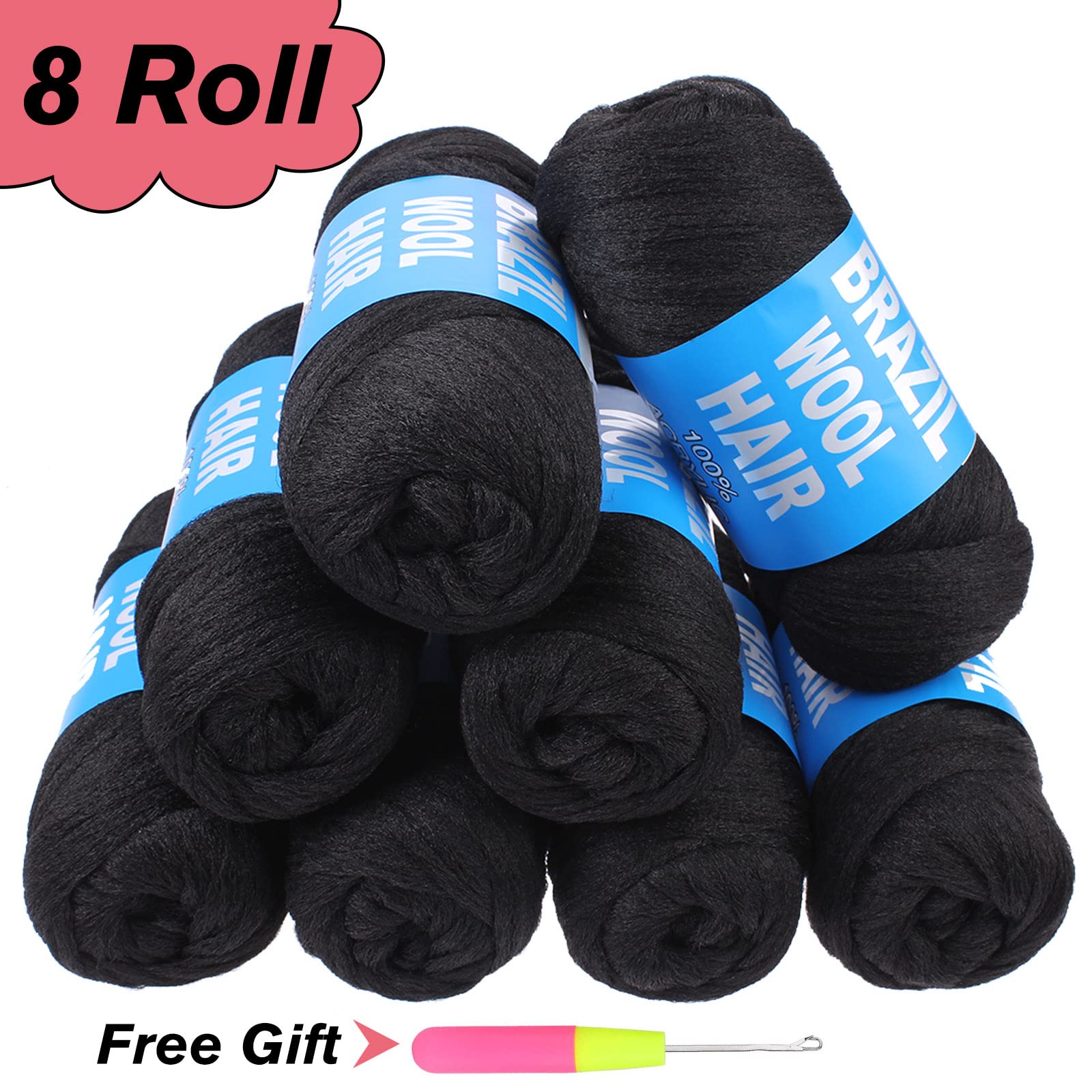 Foto 7 | Cabello de Lana Brasileña Negra Natural de Yarn Cookoo 8 Rollos 560 G - Venta Internacional