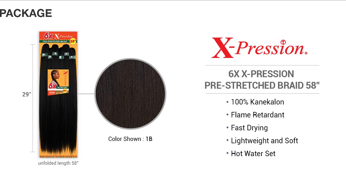 Foto 7 pulgar | Braiding Hair Sensationnel Xpression Kanekalon 6x 147cm 1b - Venta Internacional.