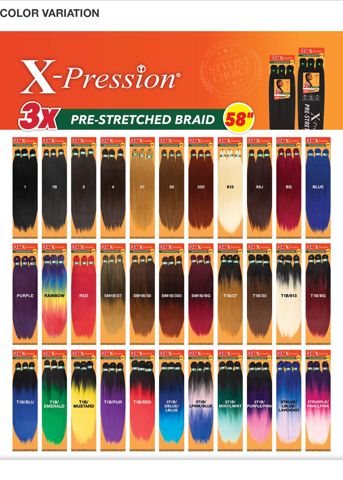Foto 8 pulgar | Braiding Hair Sensationnel Xpression Kanekalon 6x 147cm 1b - Venta Internacional.