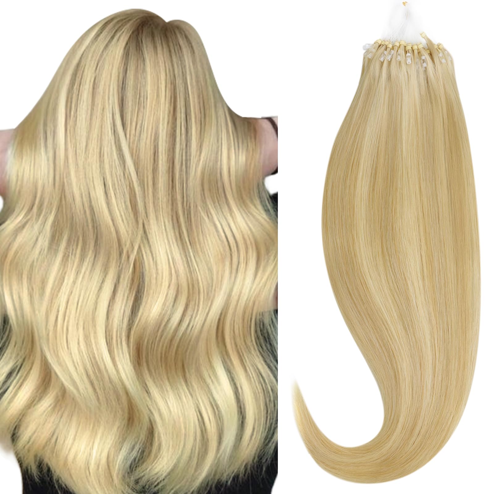 Foto 2 pulgar | Extensiones De Cabello Con Microanillos Hotbanana, 20 Pulgadas, 50 G, Rubio Claro - Venta Internacional.