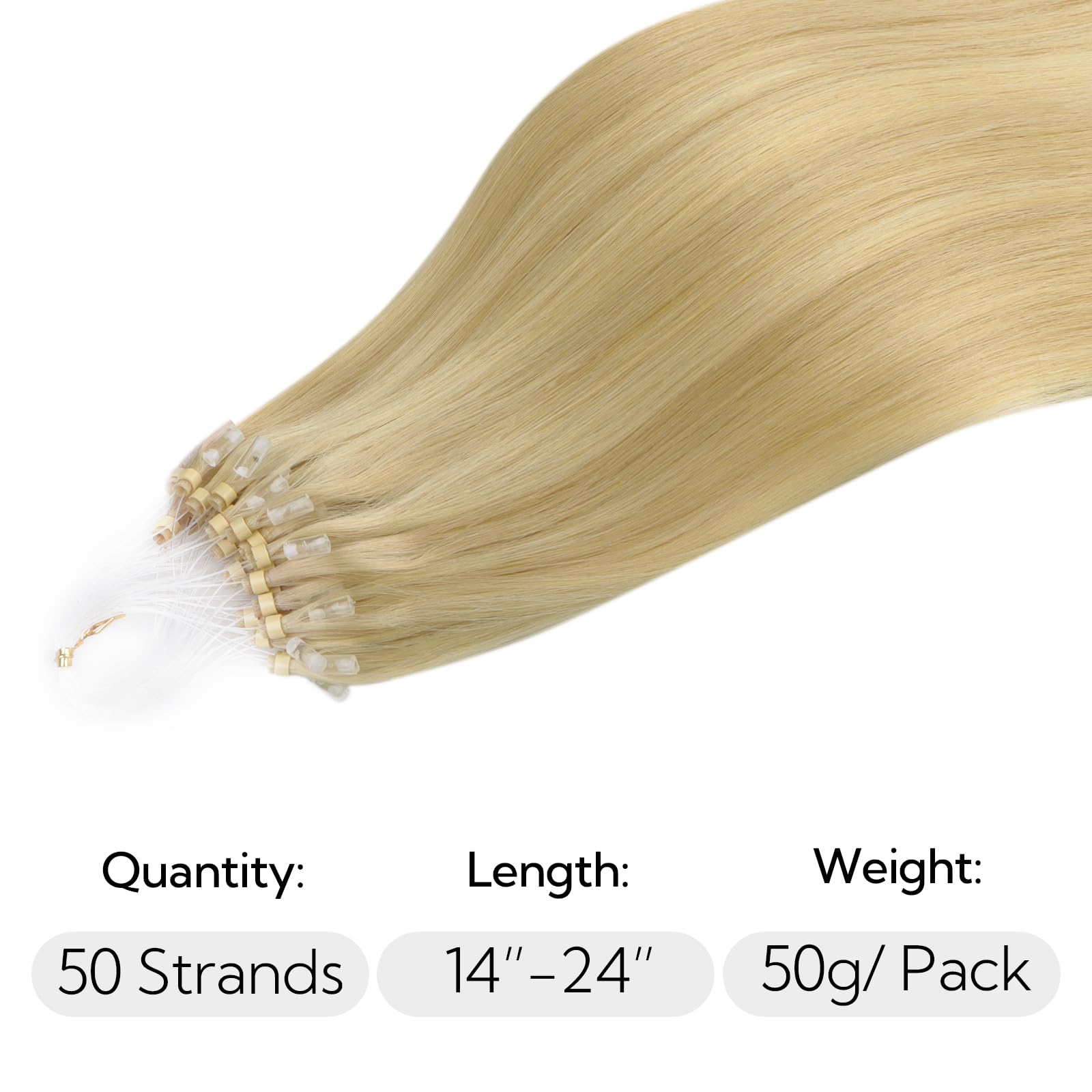 Foto 3 pulgar | Extensiones De Cabello Con Microanillos Hotbanana, 20 Pulgadas, 50 G, Rubio Claro - Venta Internacional.