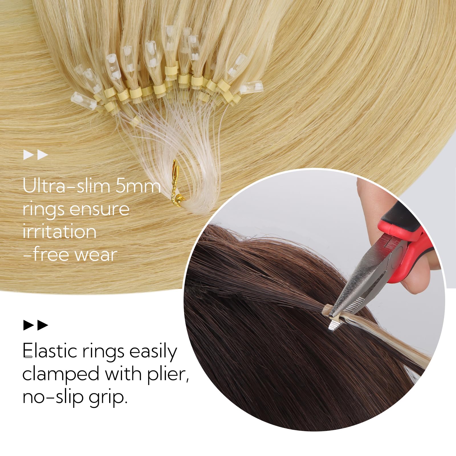 Foto 4 pulgar | Extensiones De Cabello Con Microanillos Hotbanana, 20 Pulgadas, 50 G, Rubio Claro - Venta Internacional.