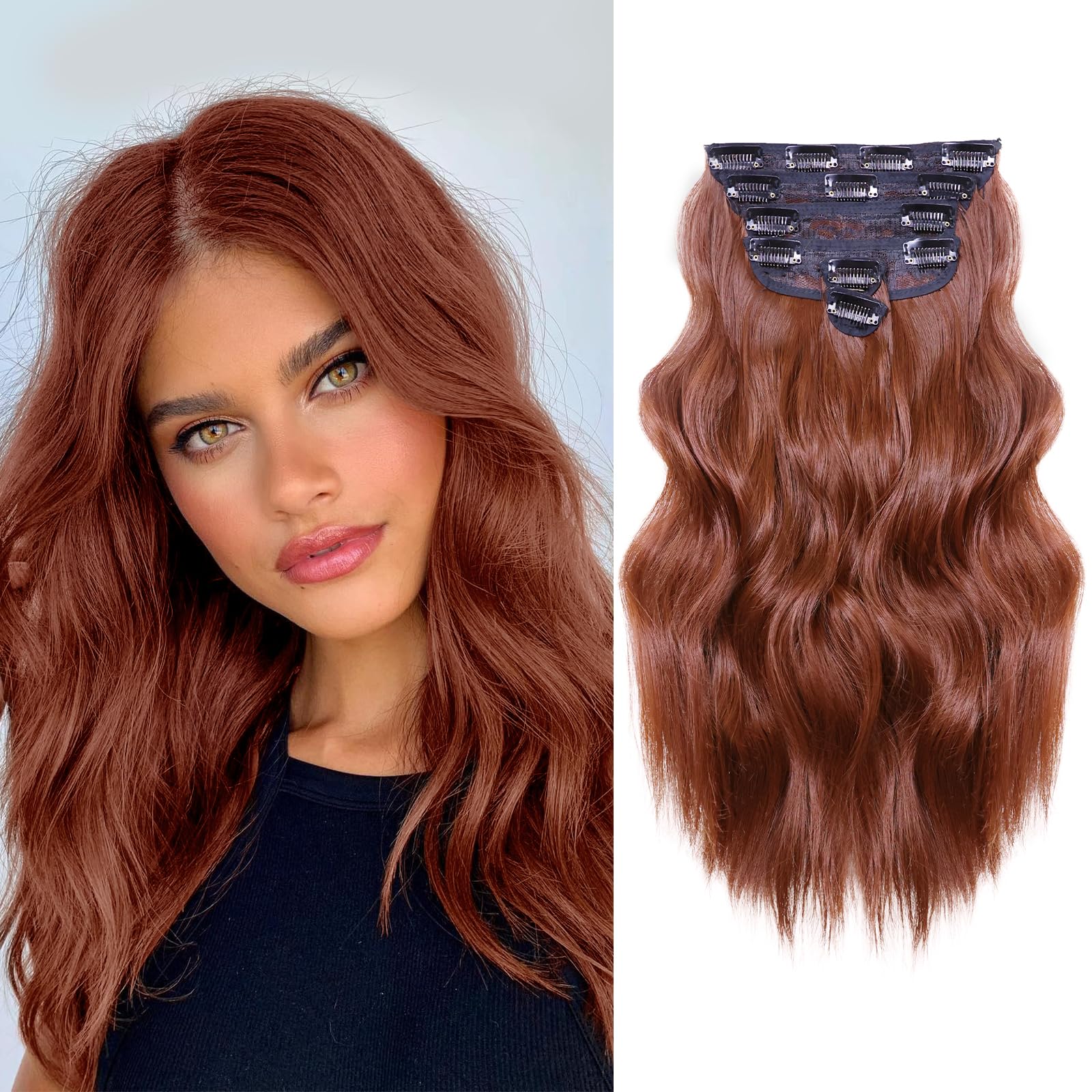Foto 2 pulgar | Extensiones De Cabello Nayoo Clip In 35 Cm, Cortas, Onduladas, Rizadas, Castaño - Venta Internacional.