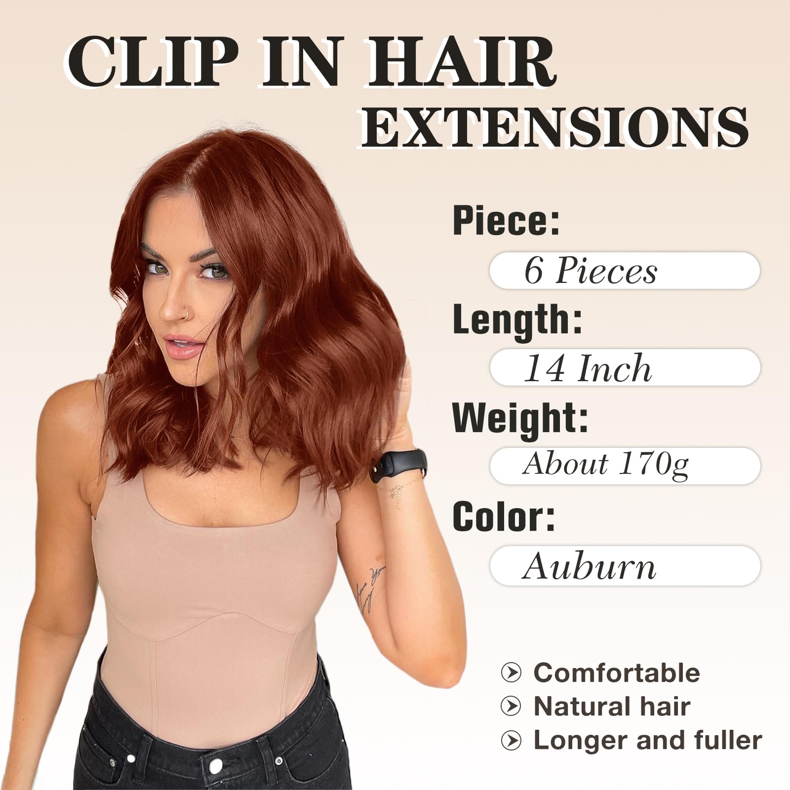 Foto 3 pulgar | Extensiones De Cabello Nayoo Clip In 35 Cm, Cortas, Onduladas, Rizadas, Castaño - Venta Internacional.