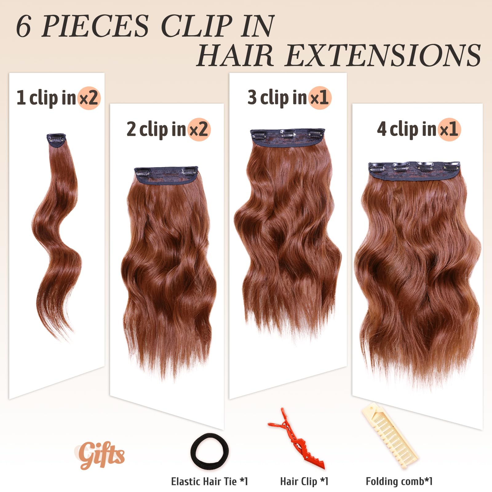 Foto 4 pulgar | Extensiones De Cabello Nayoo Clip In 35 Cm, Cortas, Onduladas, Rizadas, Castaño - Venta Internacional.