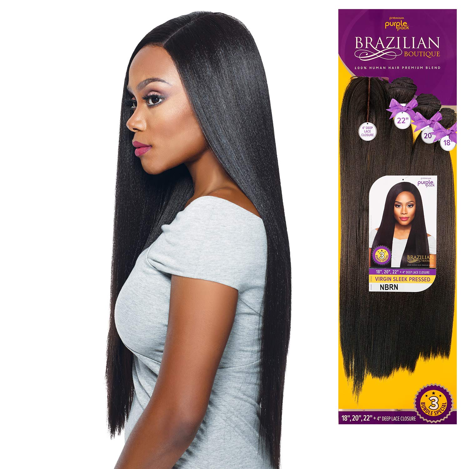 Foto 4 | Extensiones Morado Brasileño 18 20 22 Cm - Venta Internacional