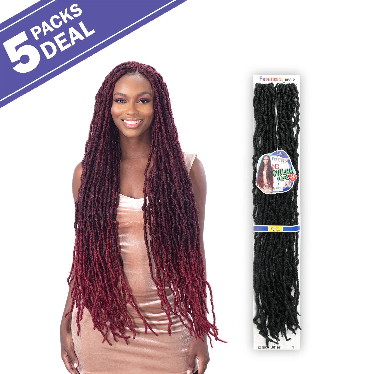 Foto 2 | Trenzas De Ganchillo Freetress Nikki Loc 30 X 30 Cm, Paquete De 5 - Venta Internacional.
