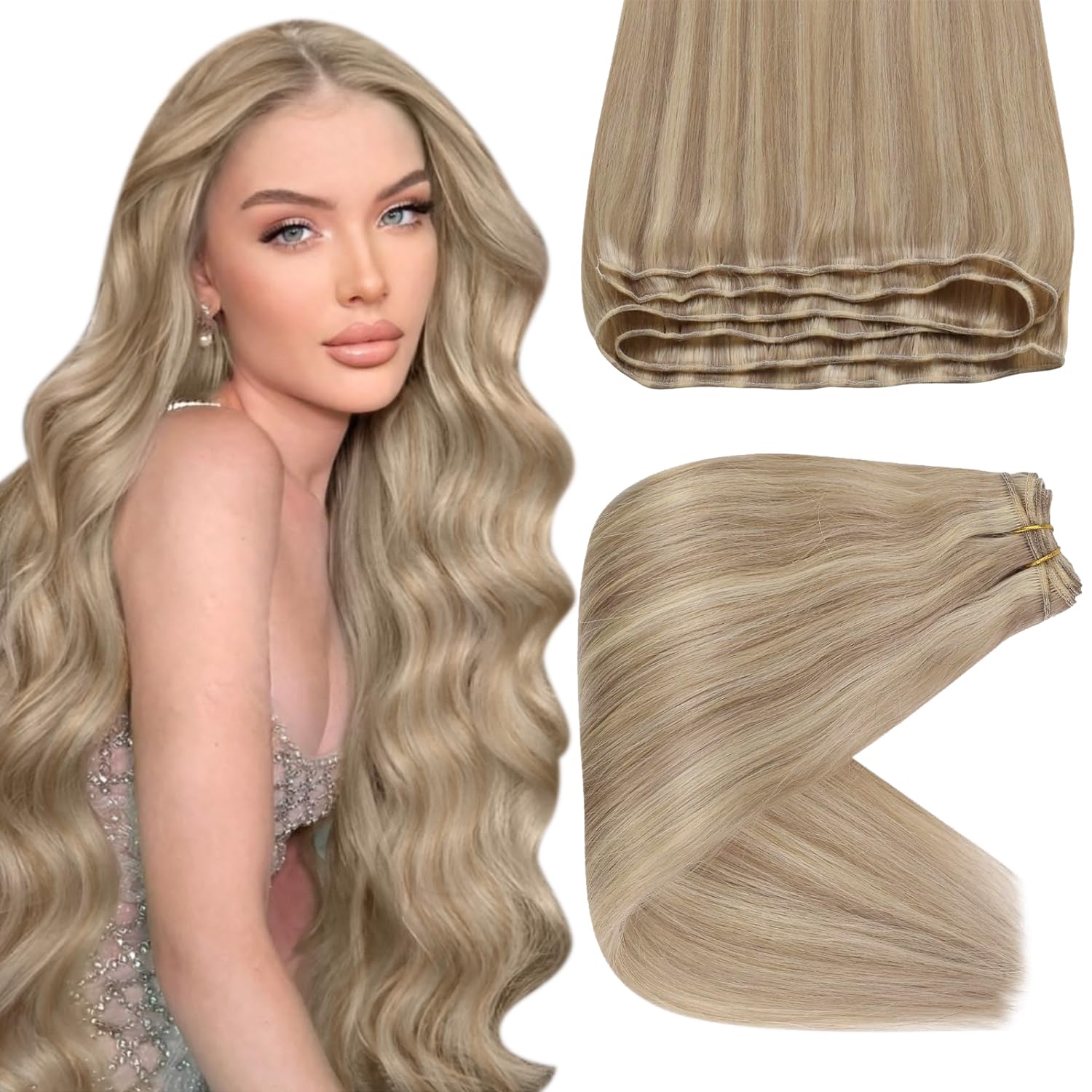Foto 2 pulgar | Extensiones De Cabello Humano Sunny Weft, 60 Cm, Rubio Ceniza Oscuro - Venta Internacional.