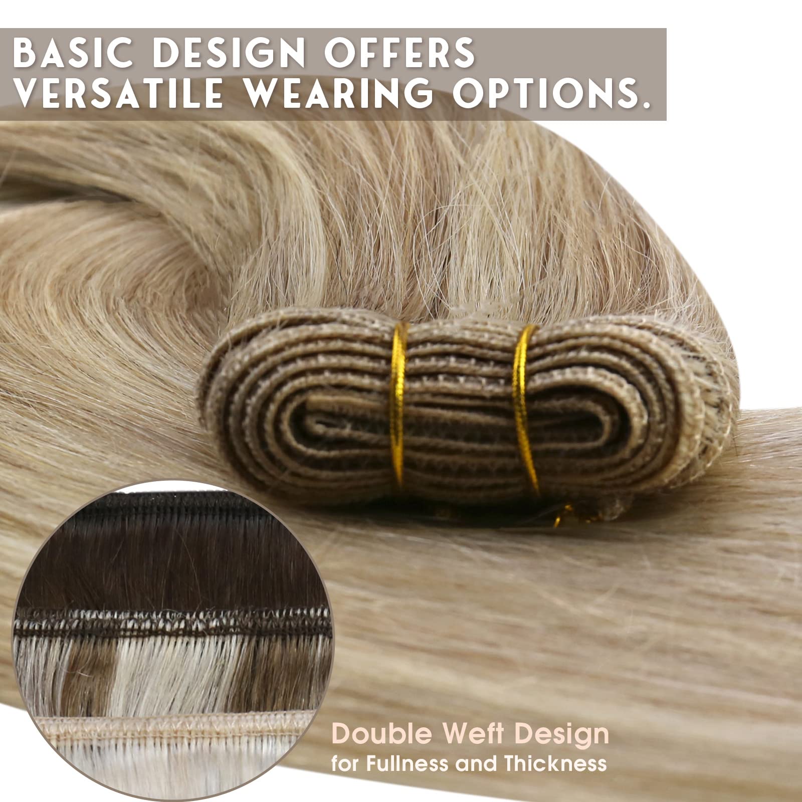 Foto 4 pulgar | Extensiones De Cabello Humano Sunny Weft, 60 Cm, Rubio Ceniza Oscuro - Venta Internacional.