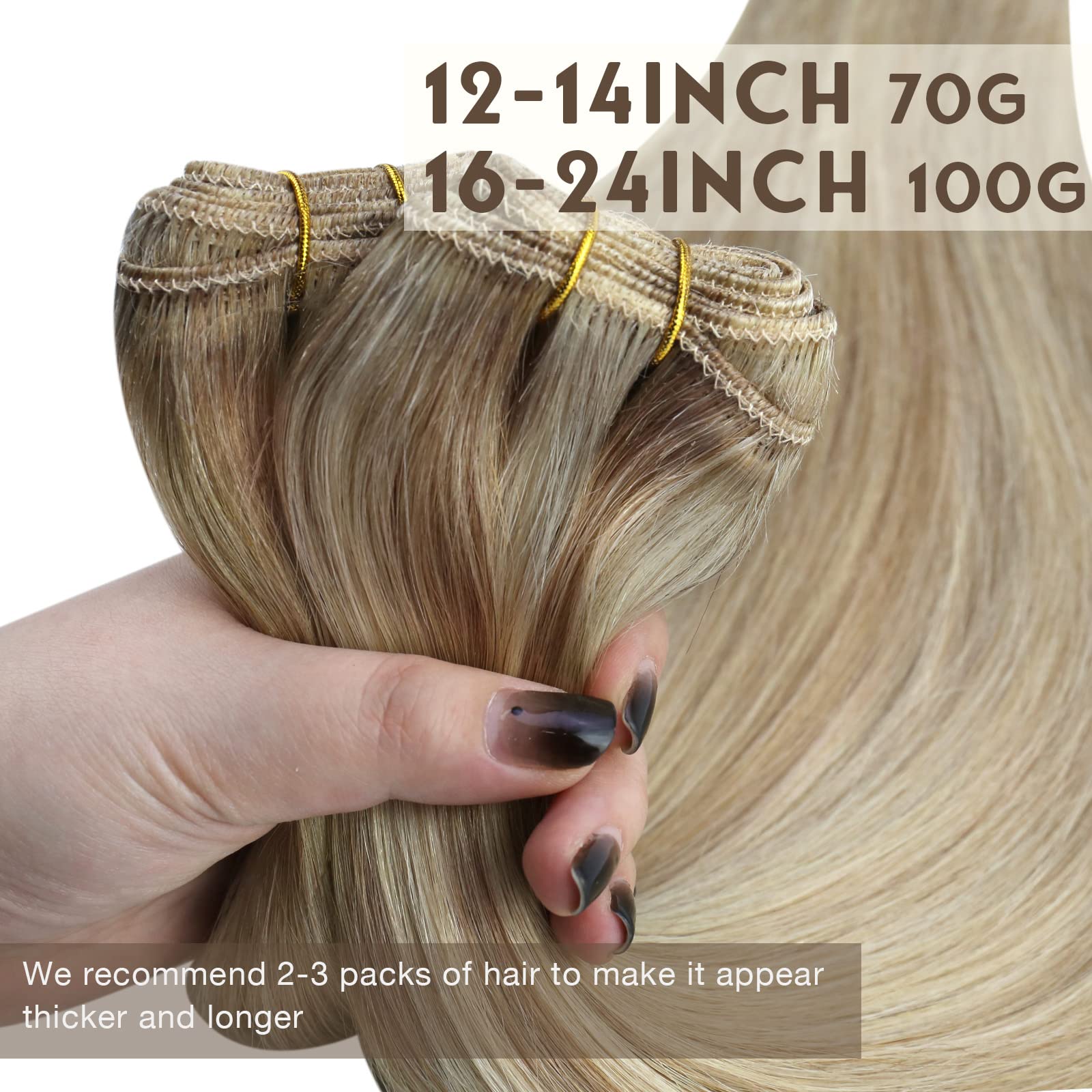 Foto 6 pulgar | Extensiones De Cabello Humano Sunny Weft, 60 Cm, Rubio Ceniza Oscuro - Venta Internacional.