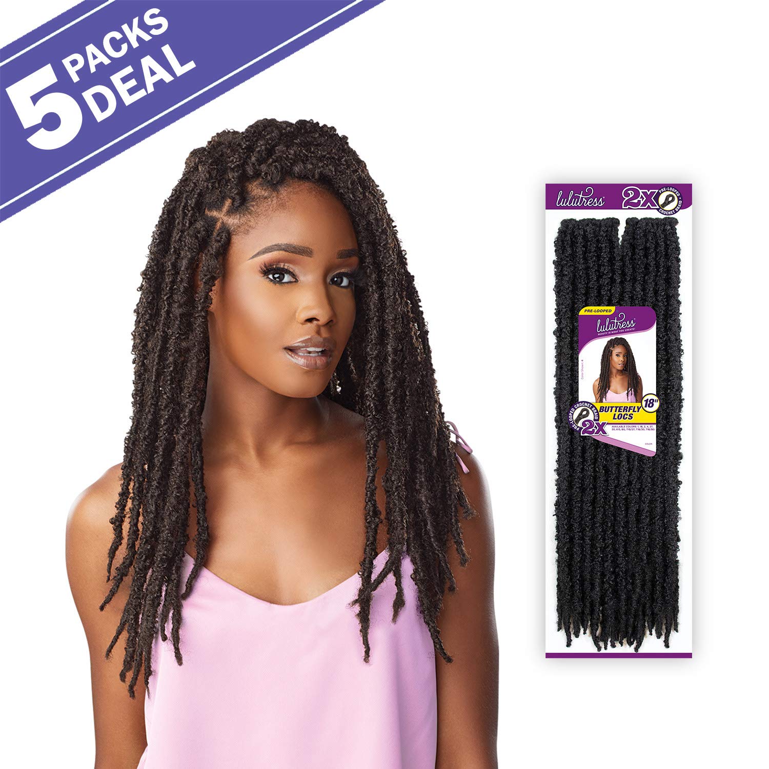 Foto 2 | Trenzas De Ganchillo Sensationnel Lulutress 2x Butterfly Locs 18, Paquete De 5 - Venta Internacional.