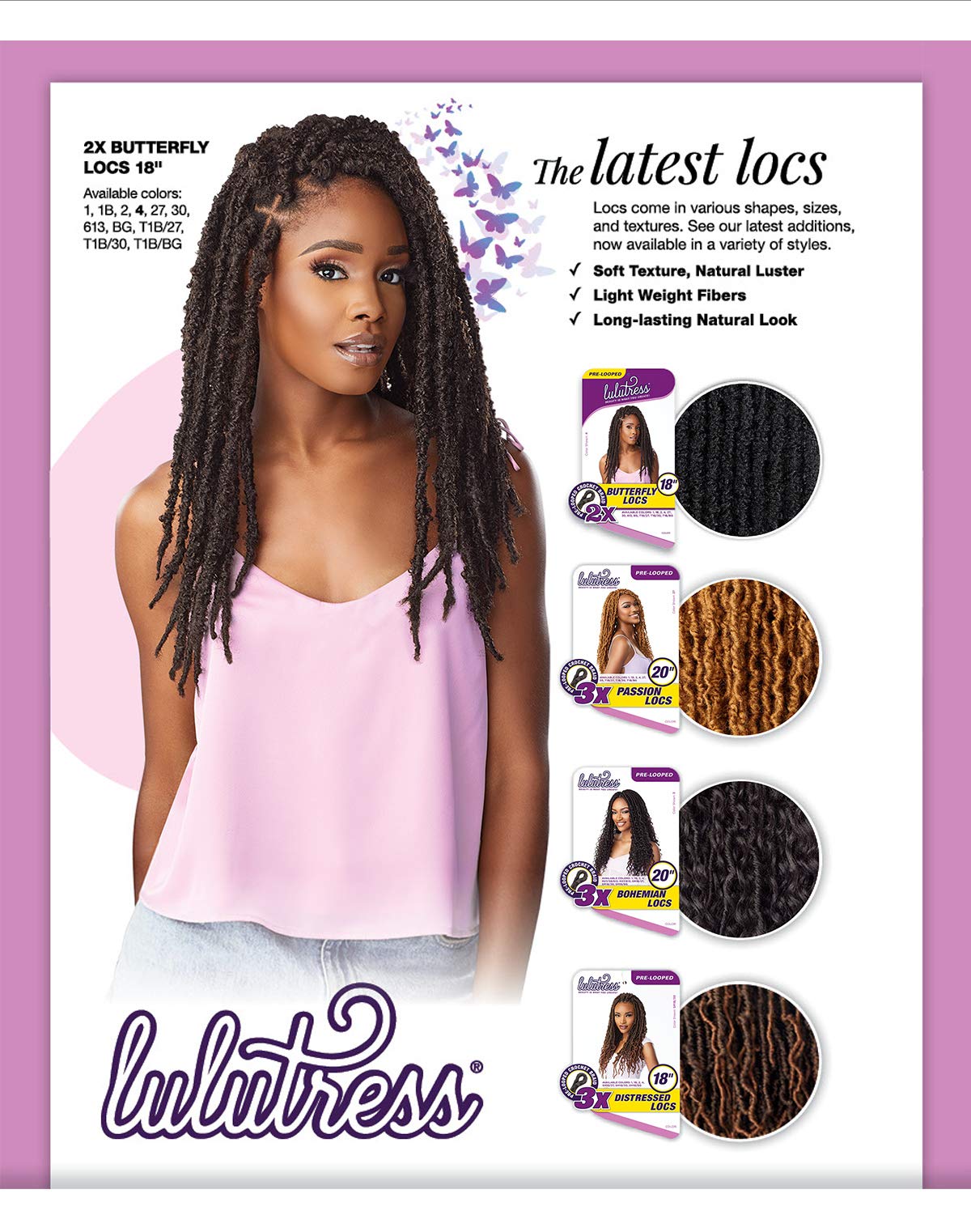 Foto 7 pulgar | Trenzas De Ganchillo Sensationnel Lulutress 2x Butterfly Locs 18, Paquete De 5 - Venta Internacional.
