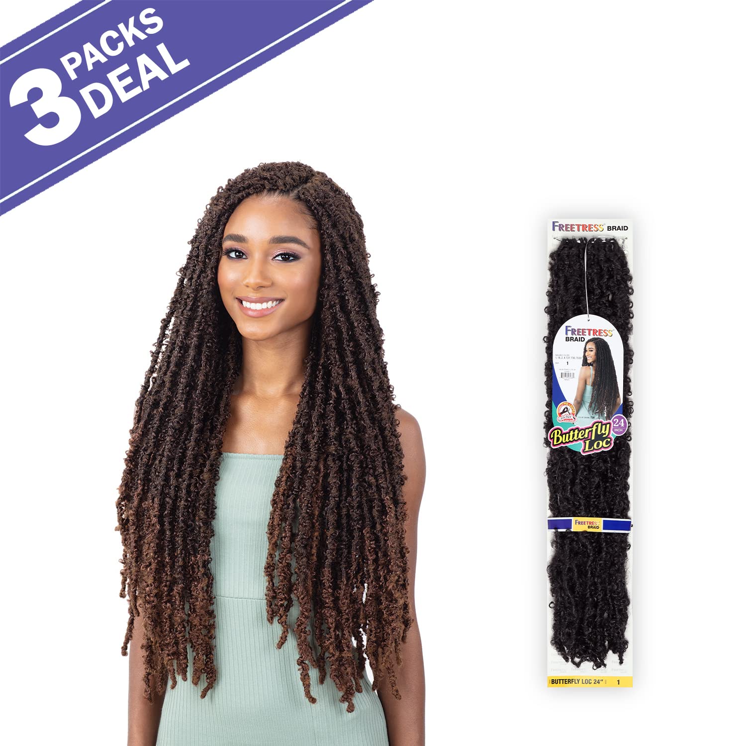 Foto 3 pulgar | Extensiones Crochet Braids Shake N Go Freetress Butterfly Loc - Venta Internacional