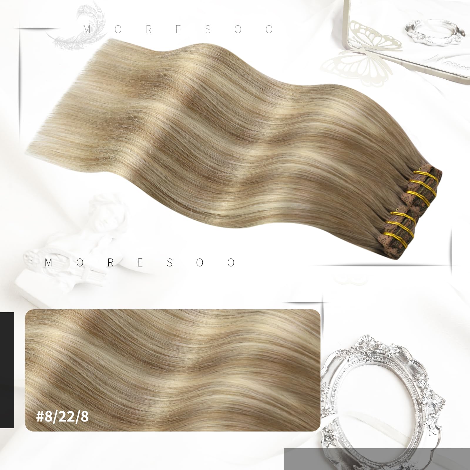 Foto 3 pulgar | Extensiones De Cabello Humano Con Clip Moresoo Blonde Balayage - Venta Internacional.