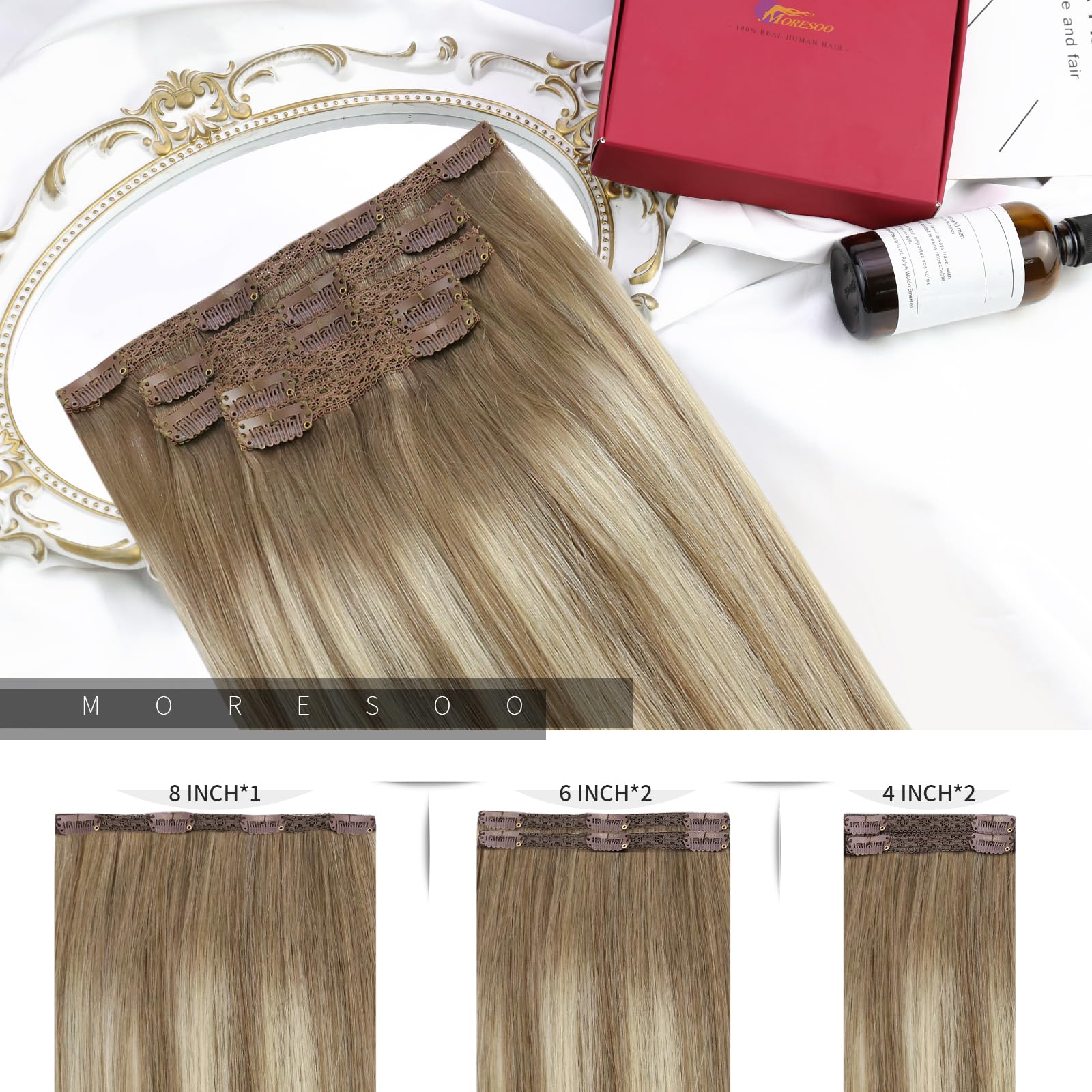 Foto 3 | Extensiones De Cabello Humano Con Clip Moresoo Blonde Balayage - Venta Internacional.