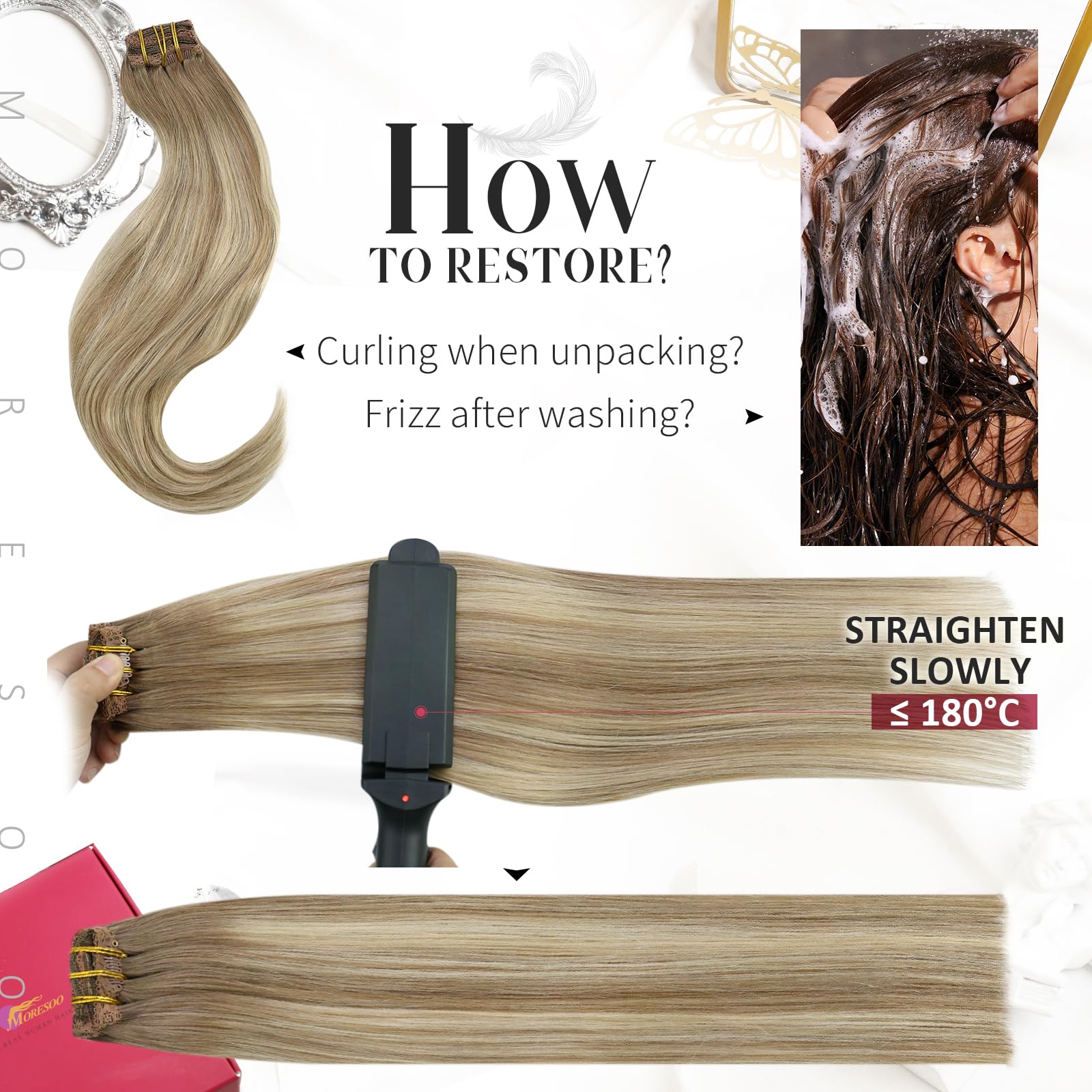 Foto 8 pulgar | Extensiones De Cabello Humano Con Clip Moresoo Blonde Balayage - Venta Internacional.