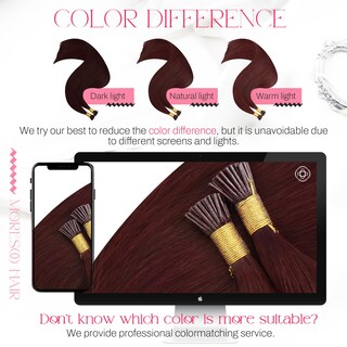 Foto 5 | Extensiones de Cabello Moresoo I Tip Rojo Oscuro 20 Pulgadas 0,8 G/s 50 - Venta Internacional