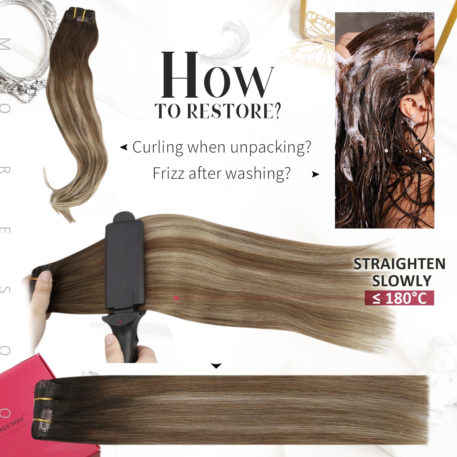 Foto 8 pulgar | Extensiones De Cabello Con Clip Moresoo Ombre, Marrón Oscuro A Rubio Ceniza - Venta Internacional.