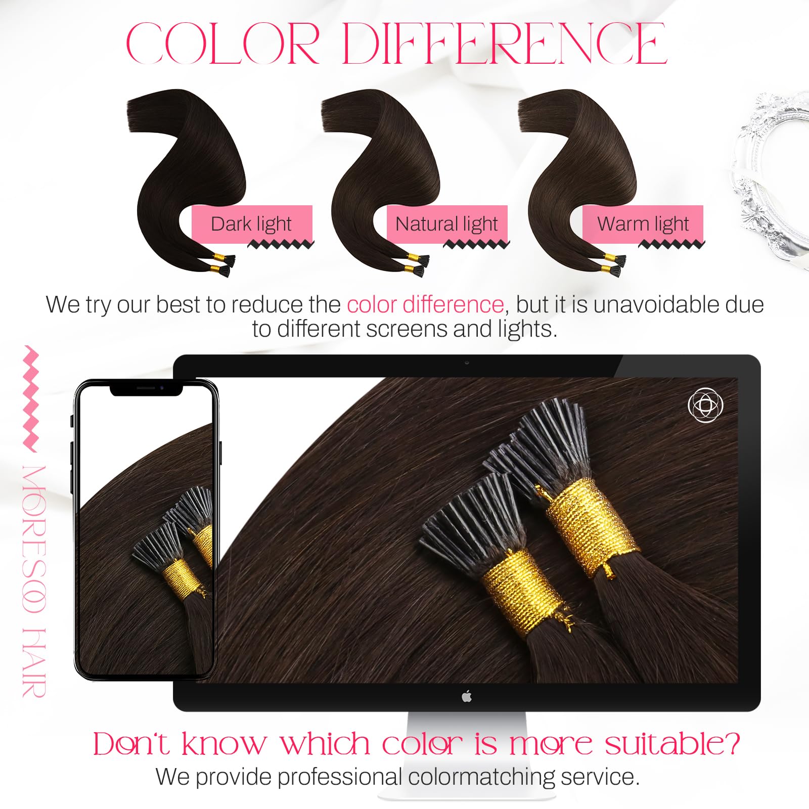 Foto 6 pulgar | Extensiones De Cabello Moresoo Itip, Marrón Oscuro, 20 Pulgadas, 40 G, 50 Años, Remy Ha - Venta Internacional.