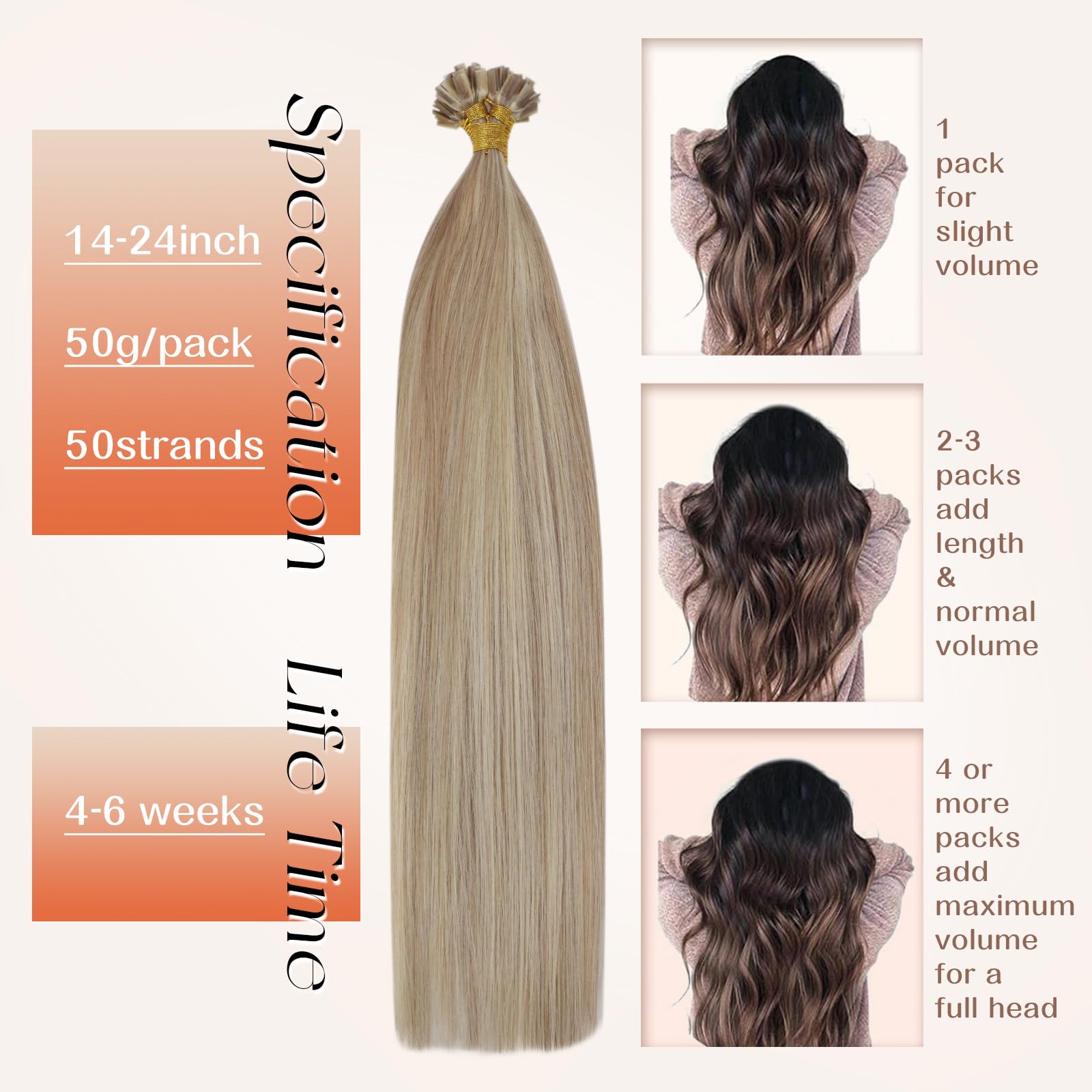 Foto 5 pulgar | Extensiones De Cabello Humano Con Punta Plana Sunny Hair, 50 G, 45 Cm - Venta Internacional.