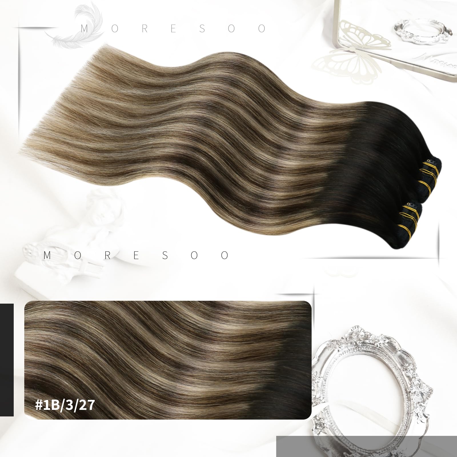 Foto 2 | Extensiones De Cabello Humano Real Moresoo Con Clip, 80 G, 40 Cm - Venta Internacional.
