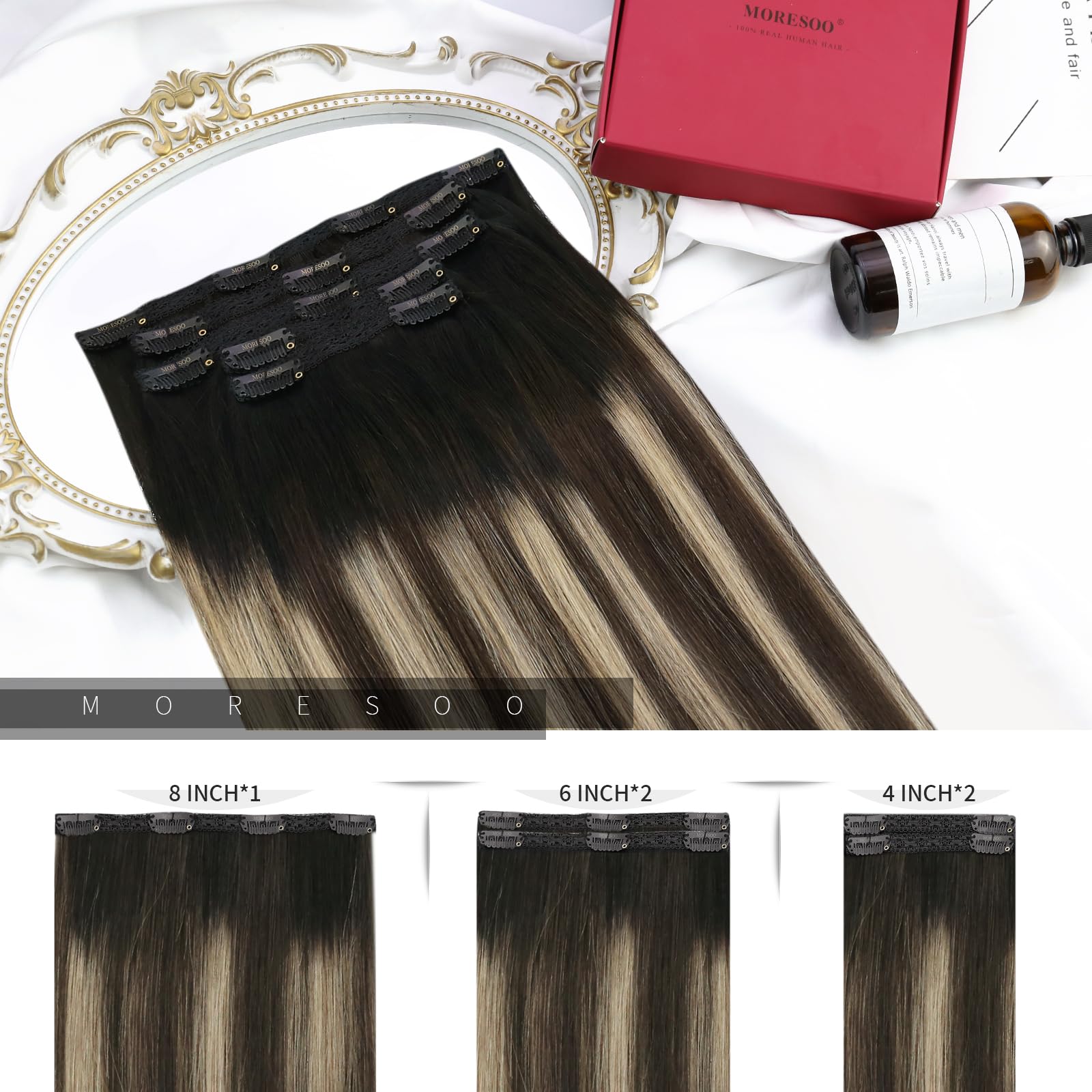 Foto 4 pulgar | Extensiones De Cabello Humano Real Moresoo Con Clip, 80 G, 40 Cm - Venta Internacional.