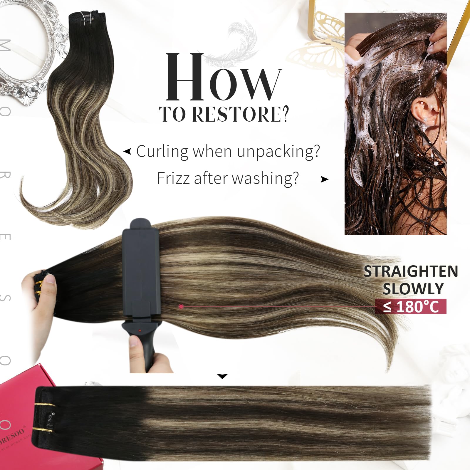 Foto 8 pulgar | Extensiones De Cabello Humano Real Moresoo Con Clip, 80 G, 40 Cm - Venta Internacional.