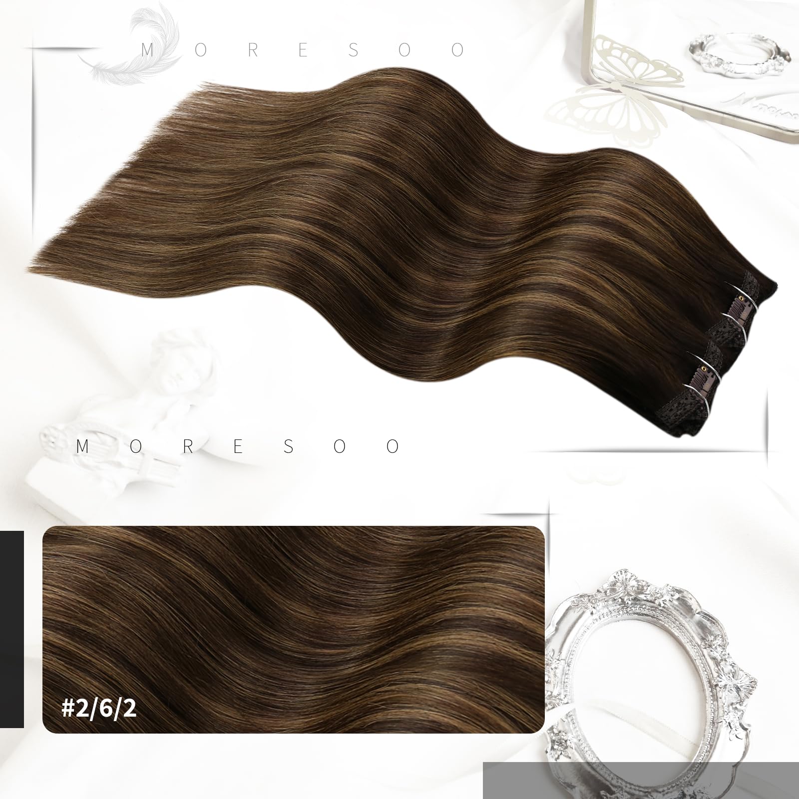 Foto 3 pulgar | Extensiones De Cabello Humano Real Moresoo Con Clip, 80 G, 50 Cm - Venta Internacional.