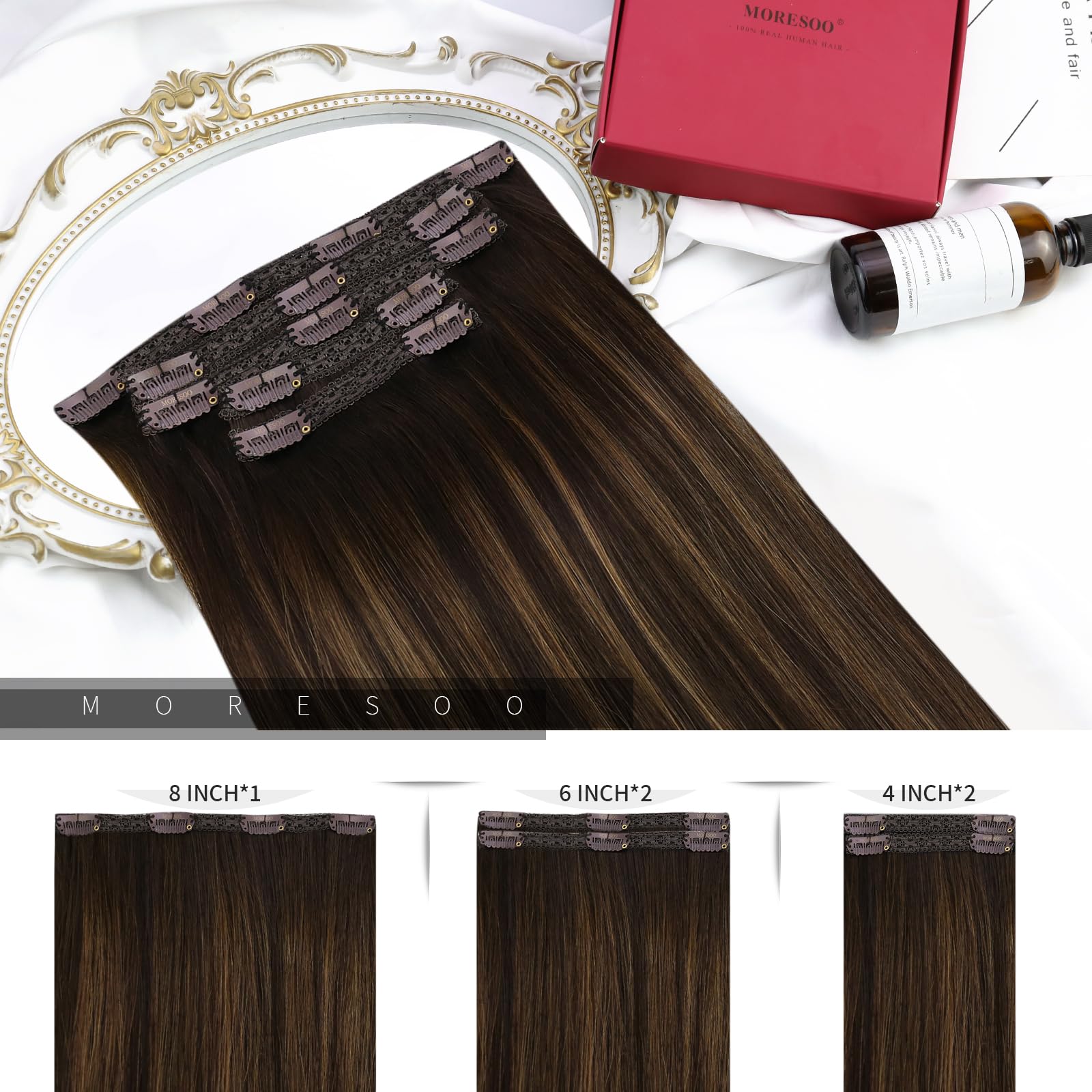 Foto 4 pulgar | Extensiones De Cabello Humano Real Moresoo Con Clip, 80 G, 50 Cm - Venta Internacional.