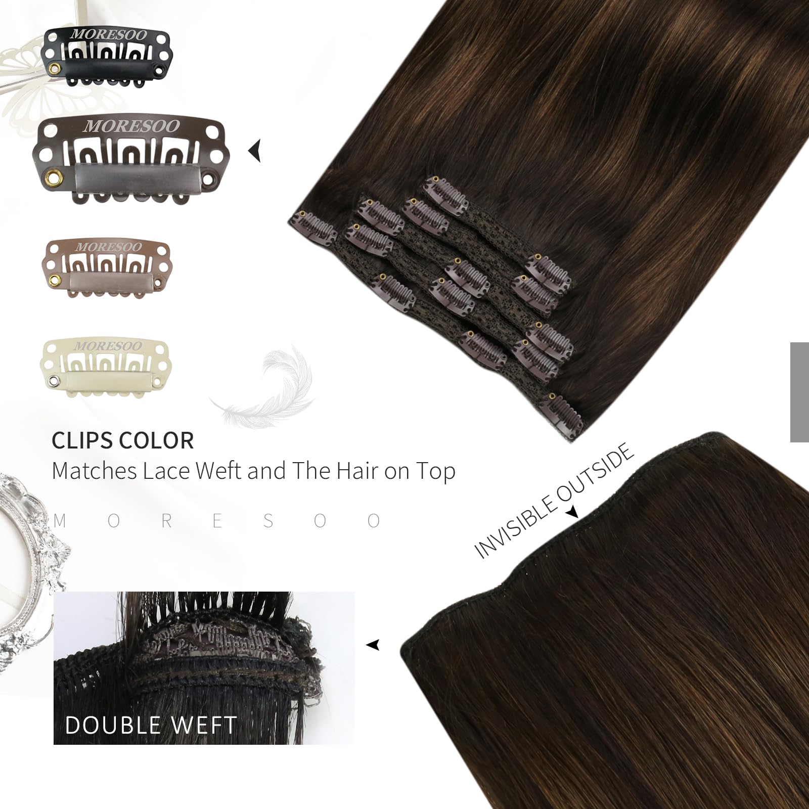 Foto 5 pulgar | Extensiones De Cabello Humano Real Moresoo Con Clip, 80 G, 50 Cm - Venta Internacional.