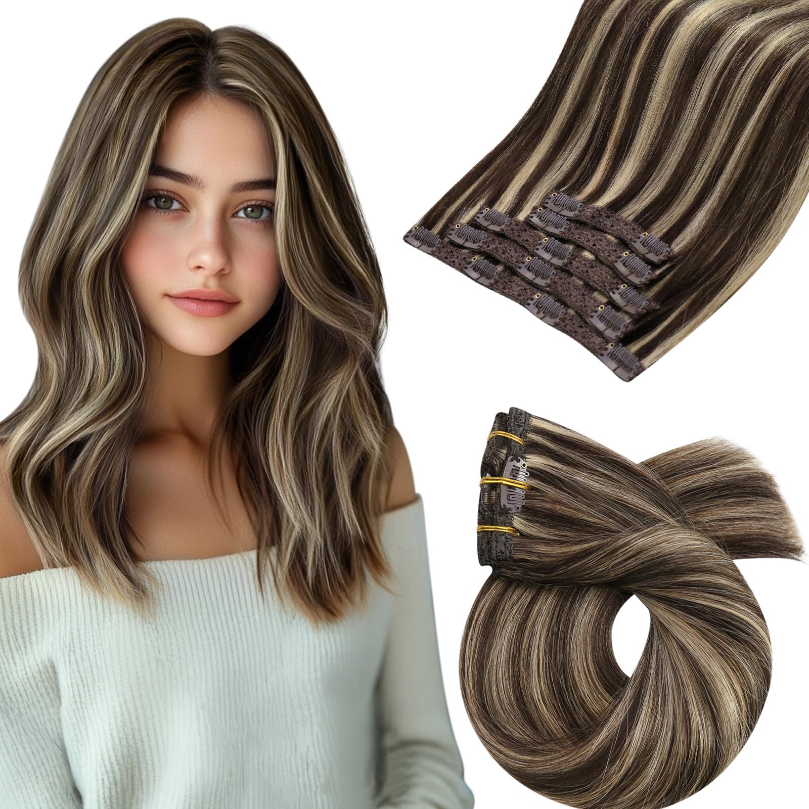 Foto 1 | Extensiones de Cabello Humano Moresoo Marrón 30 cm 5 Unidades/80 g - Venta Internacional