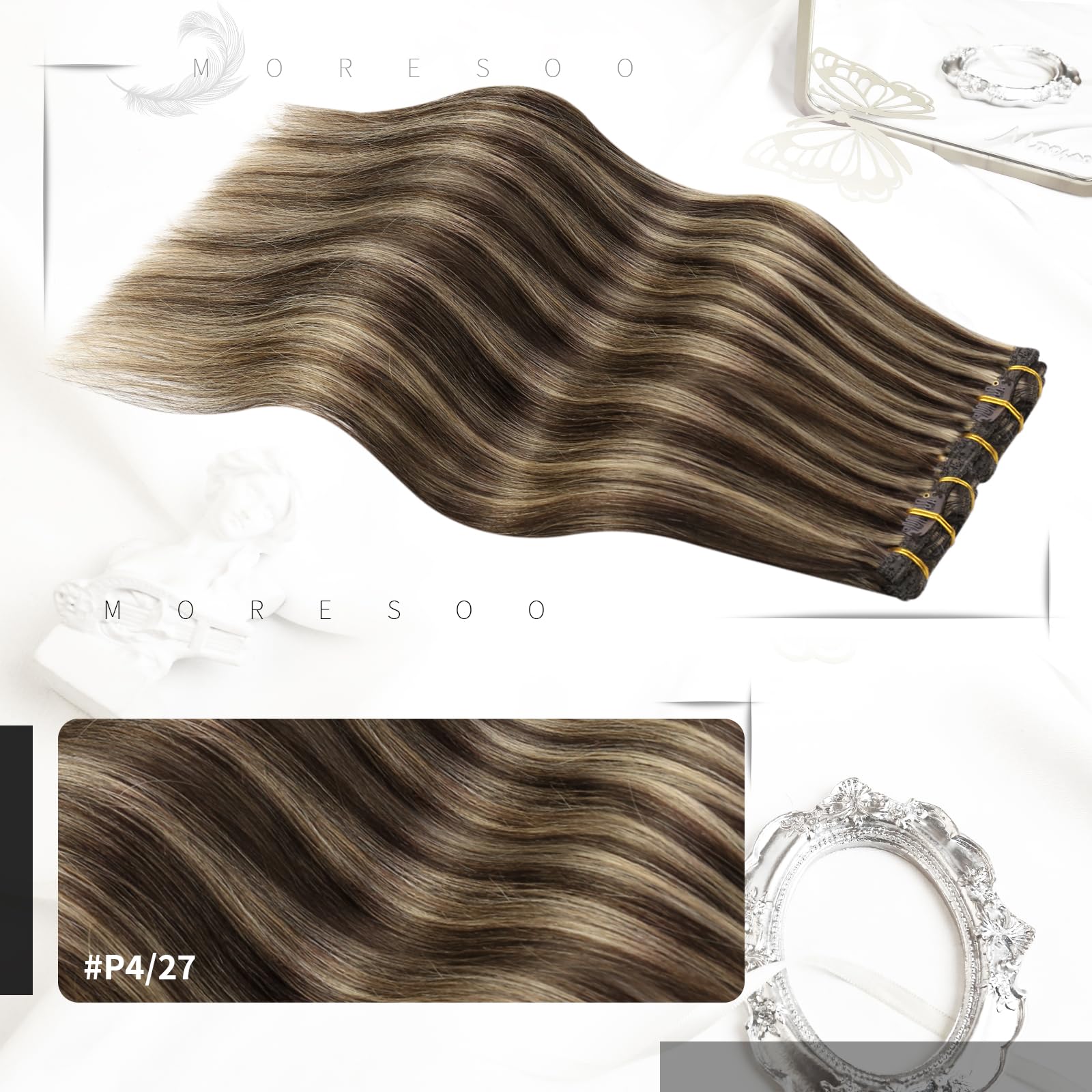Foto 3 pulgar | Extensiones de Cabello Humano Moresoo Marrón 30 cm 5 Unidades/80 g - Venta Internacional