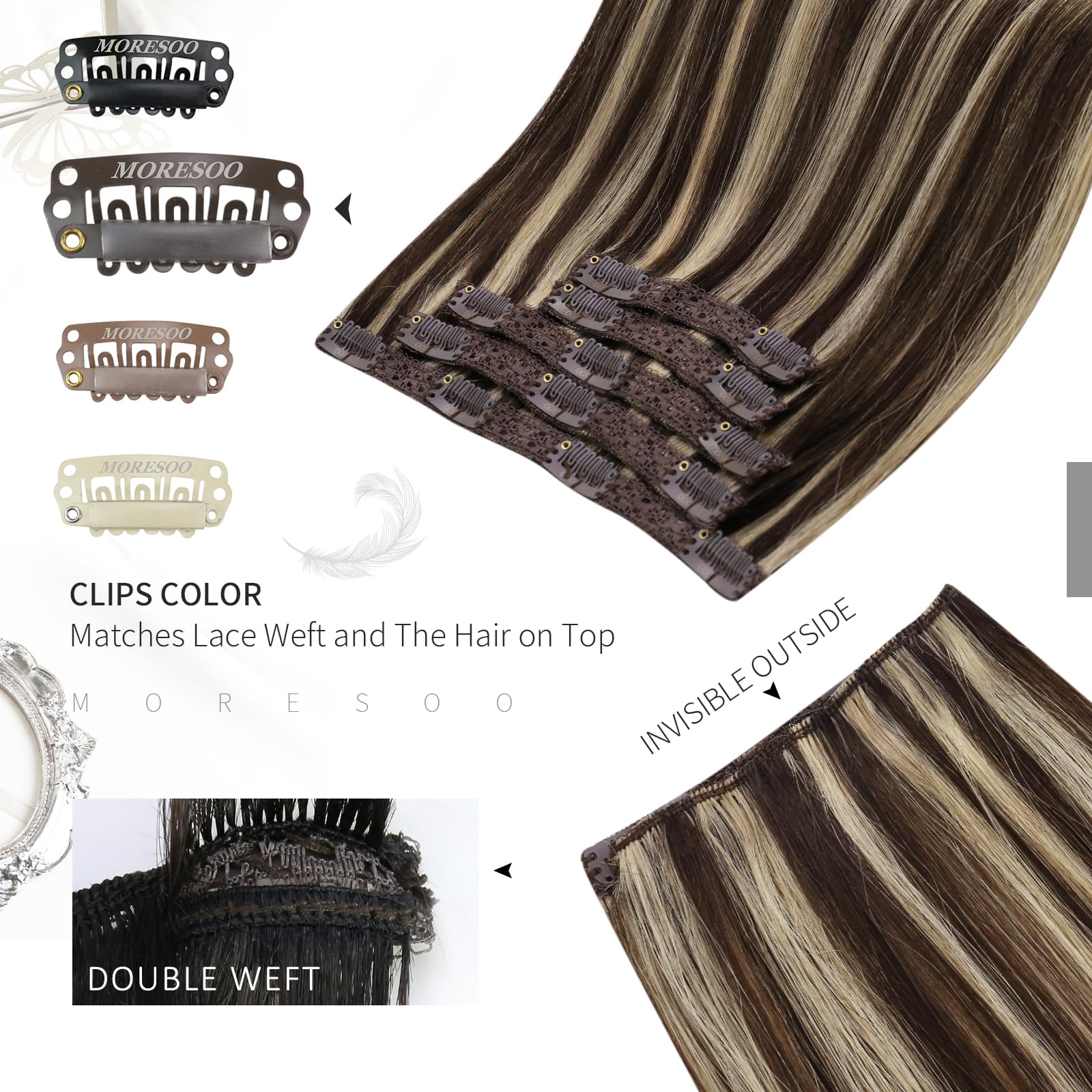 Foto 5 pulgar | Extensiones de Cabello Humano Moresoo Marrón 30 cm 5 Unidades/80 g - Venta Internacional
