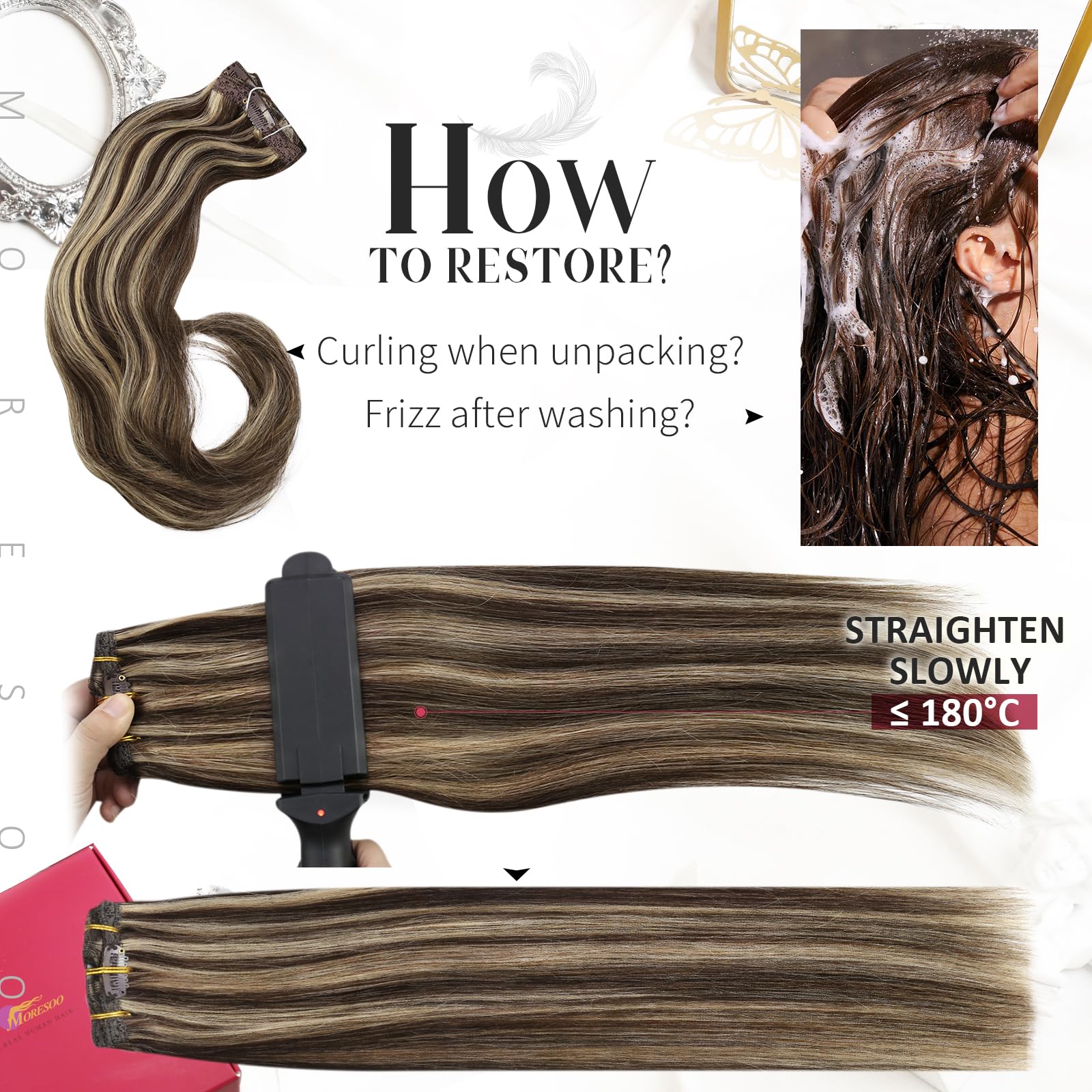 Foto 8 pulgar | Extensiones de Cabello Humano Moresoo Marrón 30 cm 5 Unidades/80 g - Venta Internacional