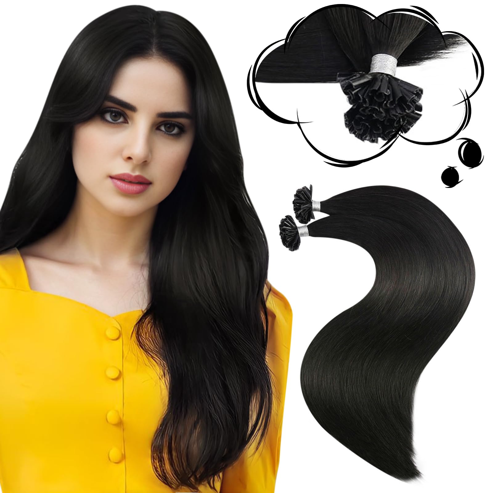 Foto 2 pulgar | Extensiones De Cabello Humano Moresoo Con Punta En U, 40 Cm, 50 G, Negro Natural - Venta Internacional.