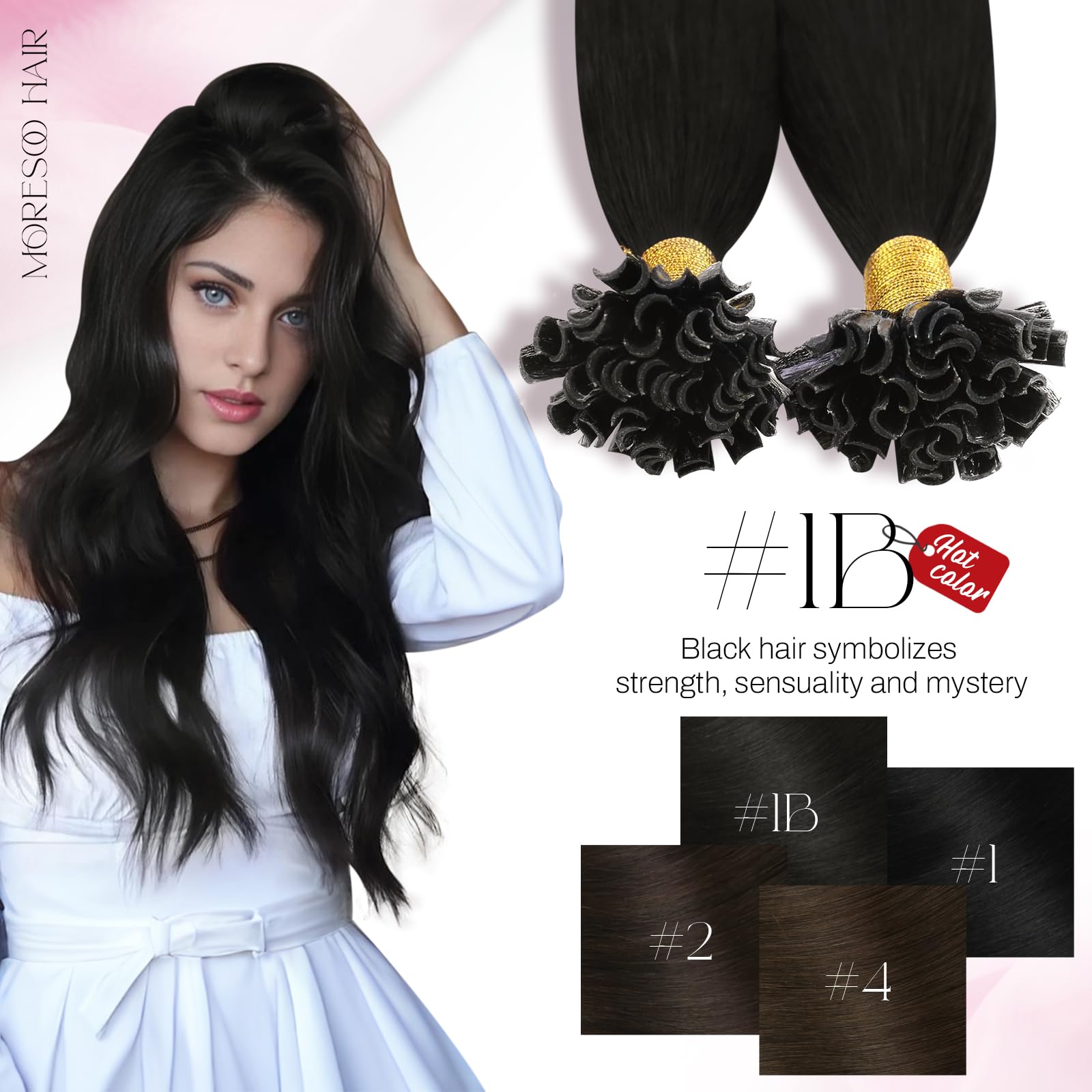 Foto 7 pulgar | Extensiones De Cabello Humano Moresoo Con Punta En U, 40 Cm, 50 G, Negro Natural - Venta Internacional.