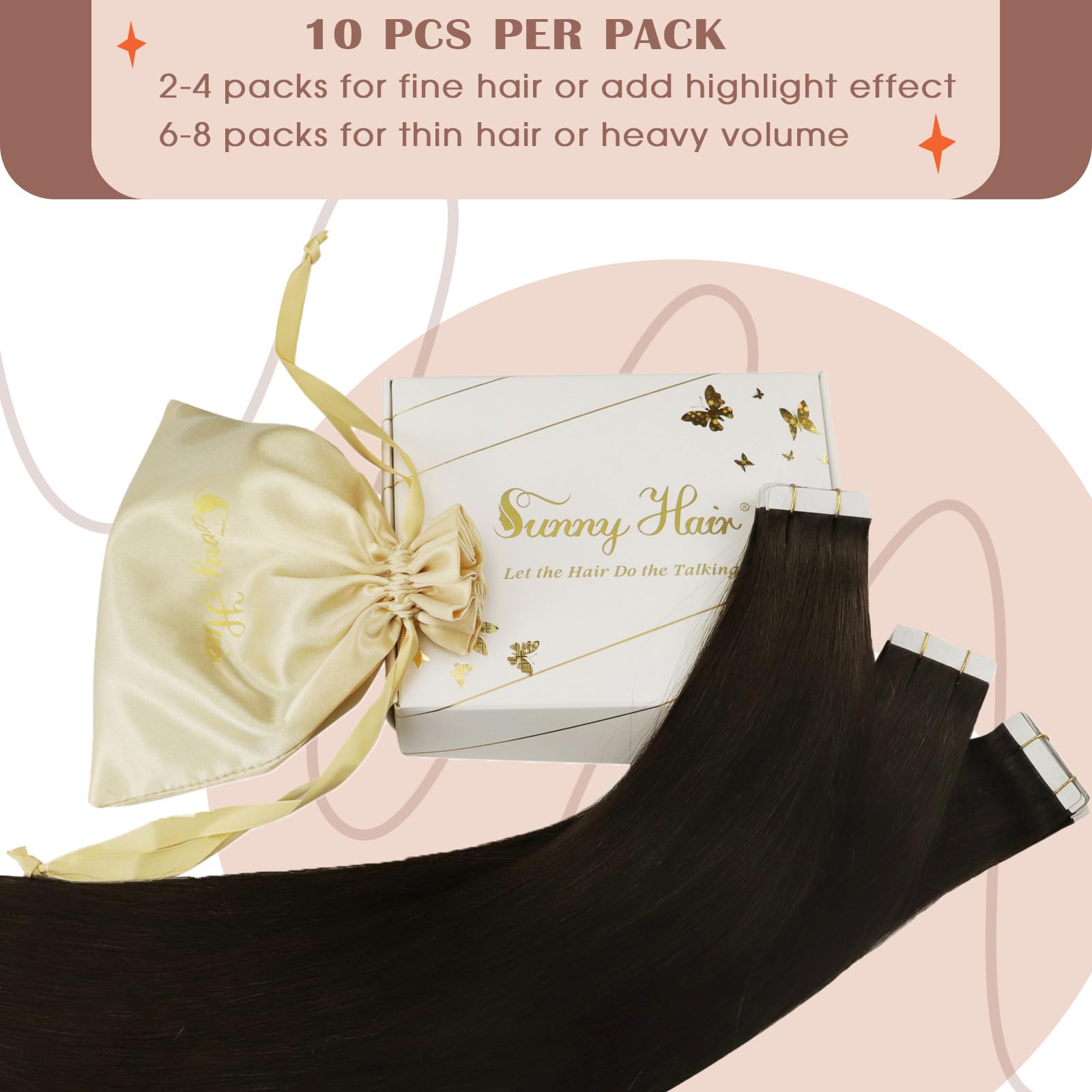 Foto 4 pulgar | Extensiones De Pelo Con Cinta Adhesiva Sunny Hair, Marrón Oscuro, 25 G, 45 Cm - Venta Internacional.