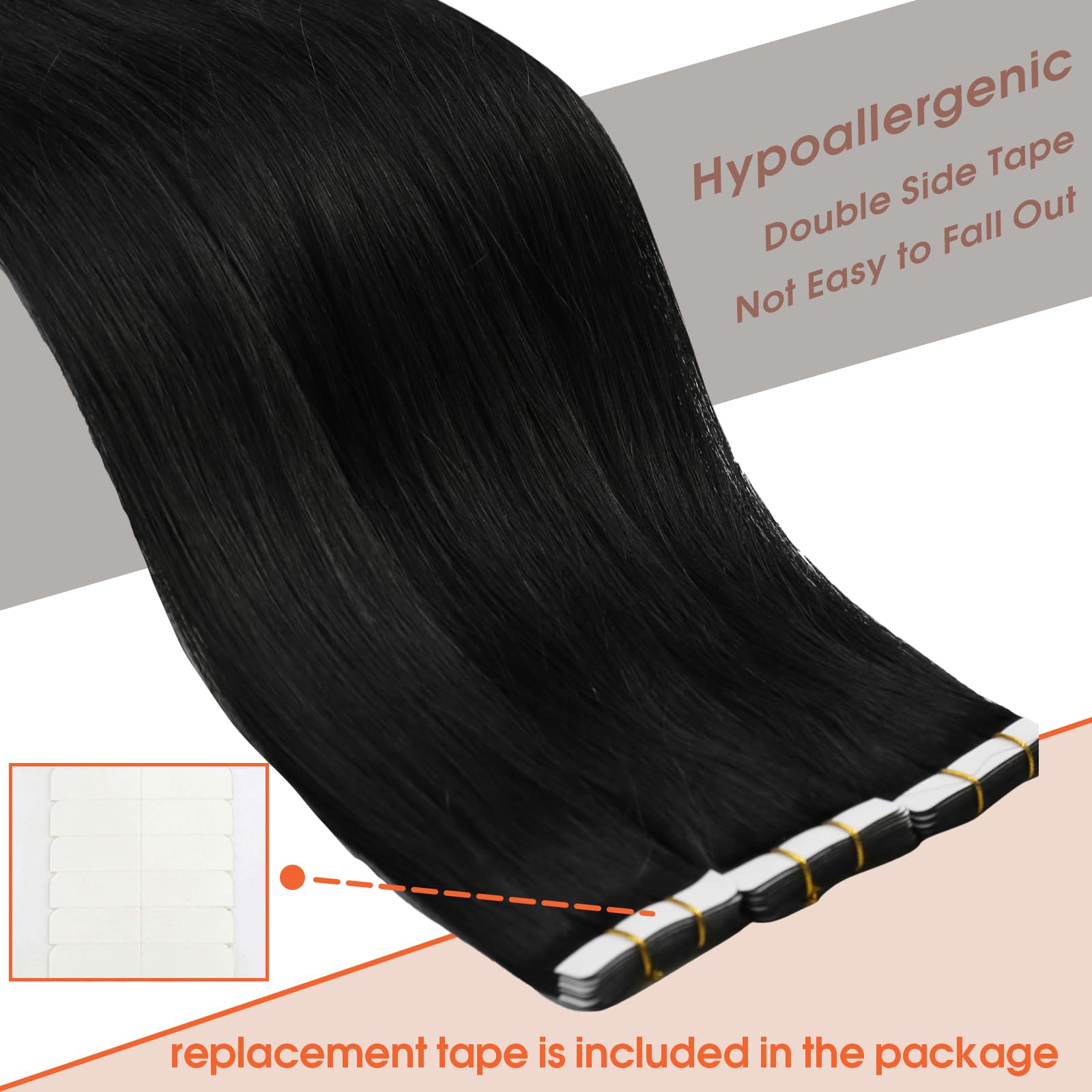 Foto 4 pulgar | Extensiones De Pelo Con Cinta Adhesiva Sunny Hair Jet Black, 25 G, 45 Cm - Venta Internacional.
