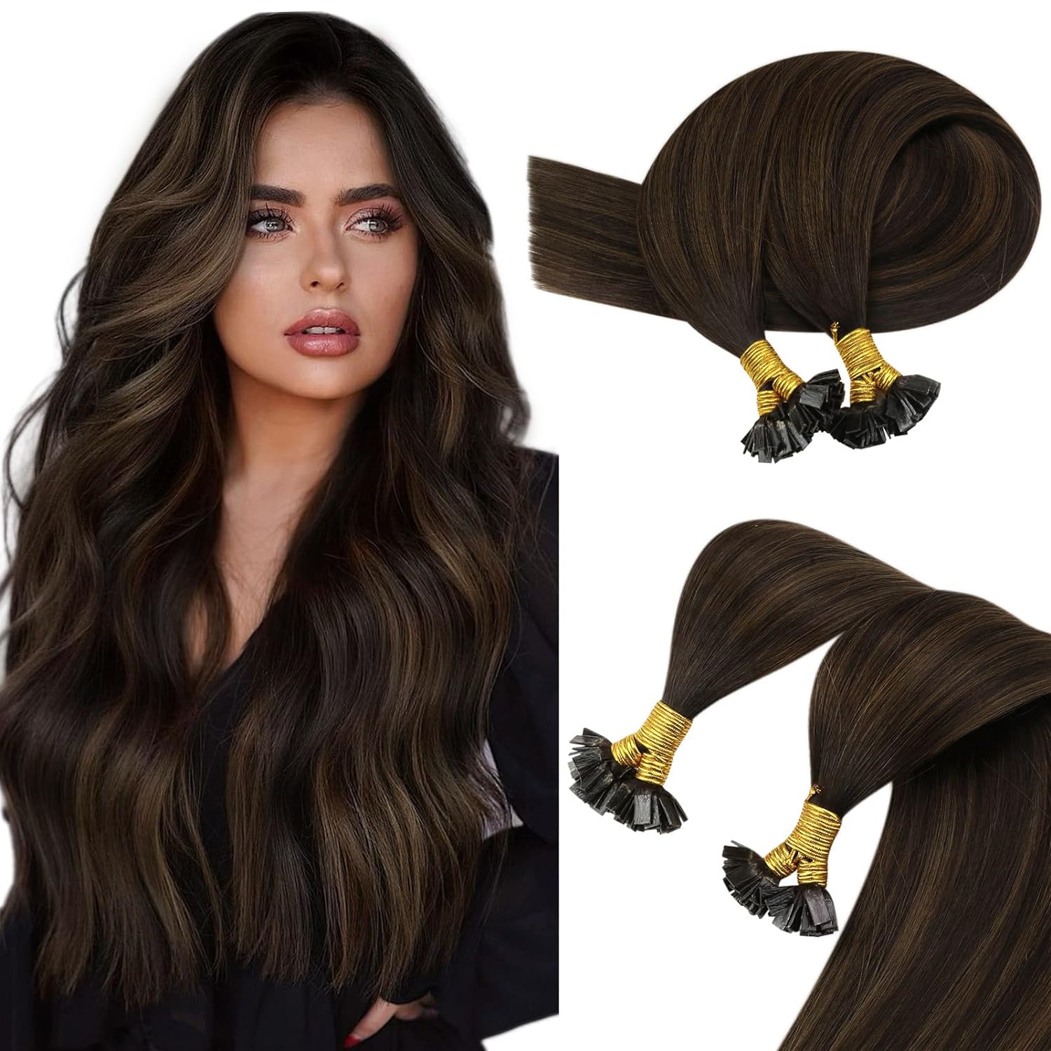 Foto 1 | Extensiones De Cabello Con Punta Plana Sunny Hair Brown, 50 G, 35 Cm - Venta Internacional.