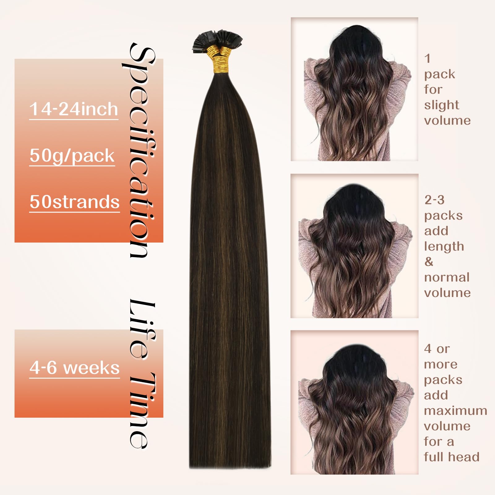 Foto 5 pulgar | Extensiones De Cabello Con Punta Plana Sunny Hair Brown, 50 G, 35 Cm - Venta Internacional.