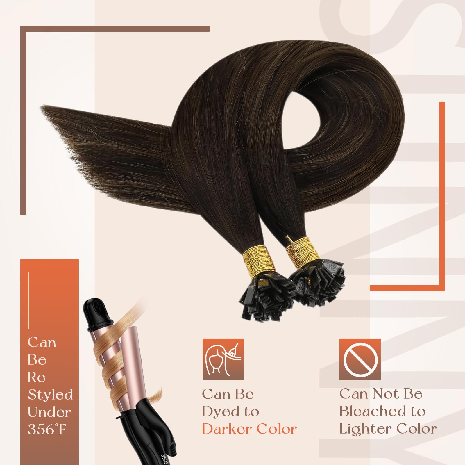 Foto 6 pulgar | Extensiones De Cabello Con Punta Plana Sunny Hair Brown, 50 G, 35 Cm - Venta Internacional.