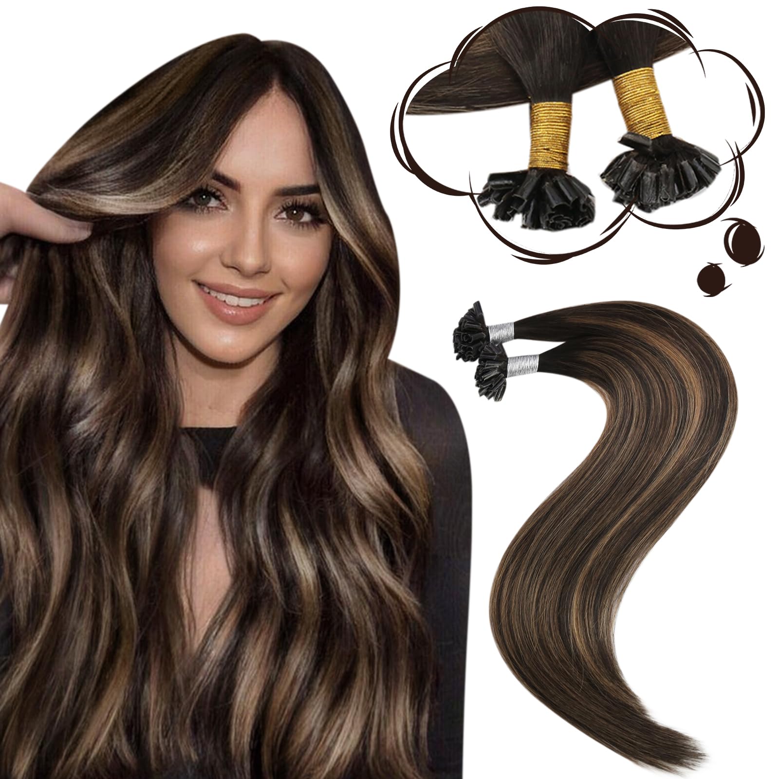 Foto 2 pulgar | Extensiones De Cabello Moresoo U Tip Balayage De Marrón Oscuro A Mediano - Venta Internacional.
