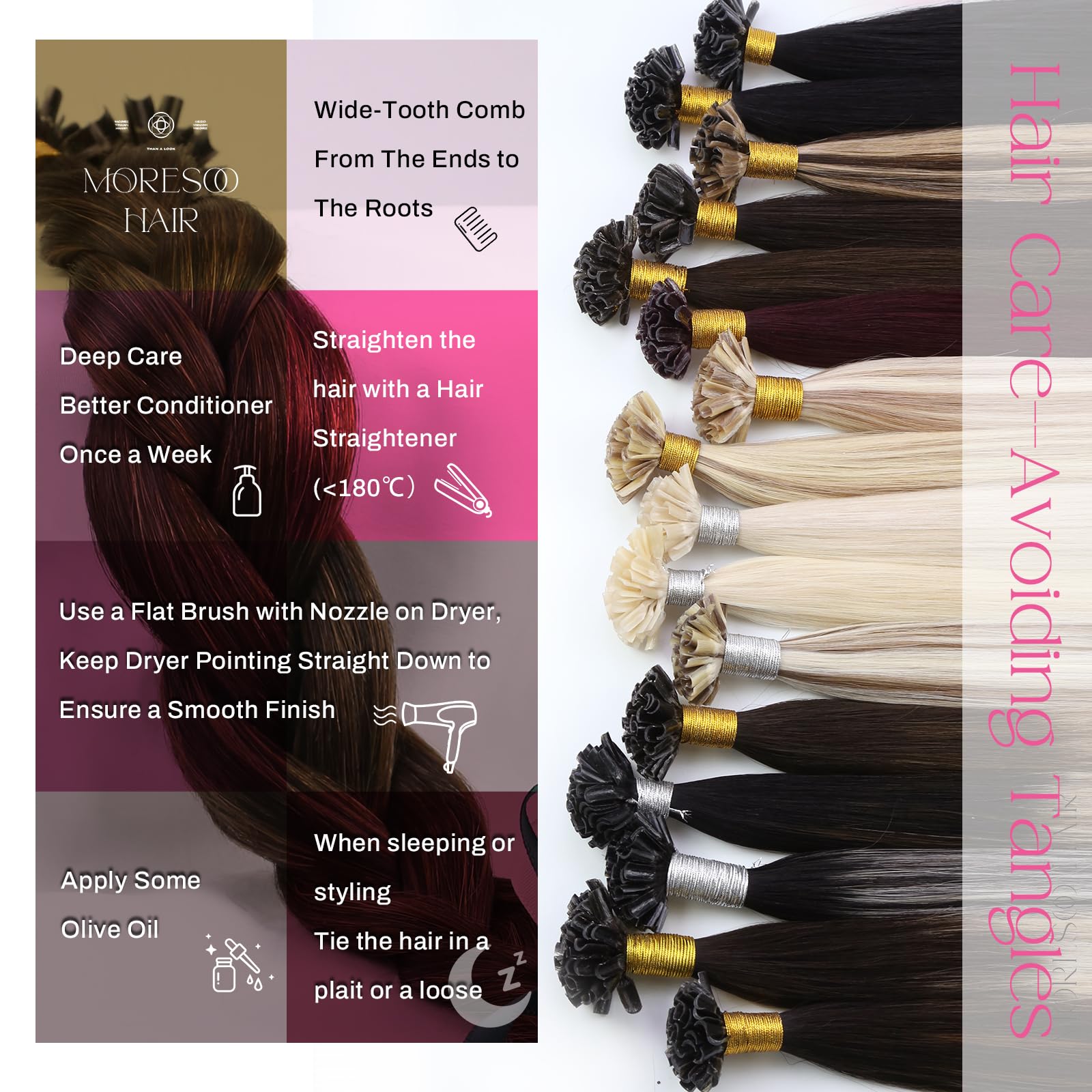 Foto 5 pulgar | Extensiones De Cabello Moresoo U Tip Balayage De Marrón Oscuro A Mediano - Venta Internacional.