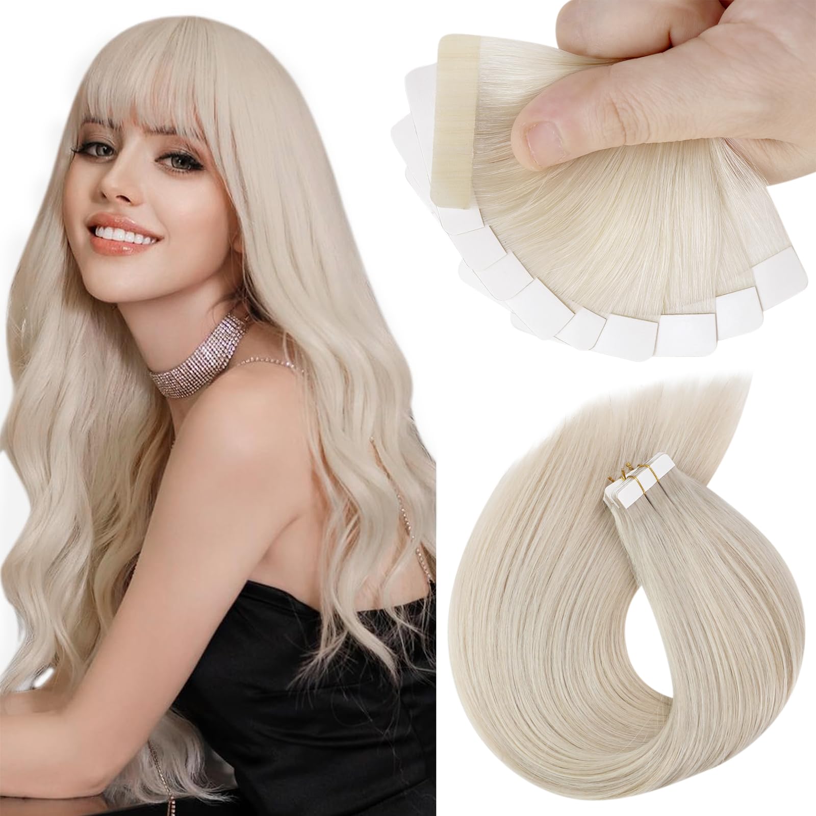 Foto 1 | Extensiones De Cabello Con Cinta Adhesiva Sunny Hair Platinum Blonde #60 - Venta Internacional.