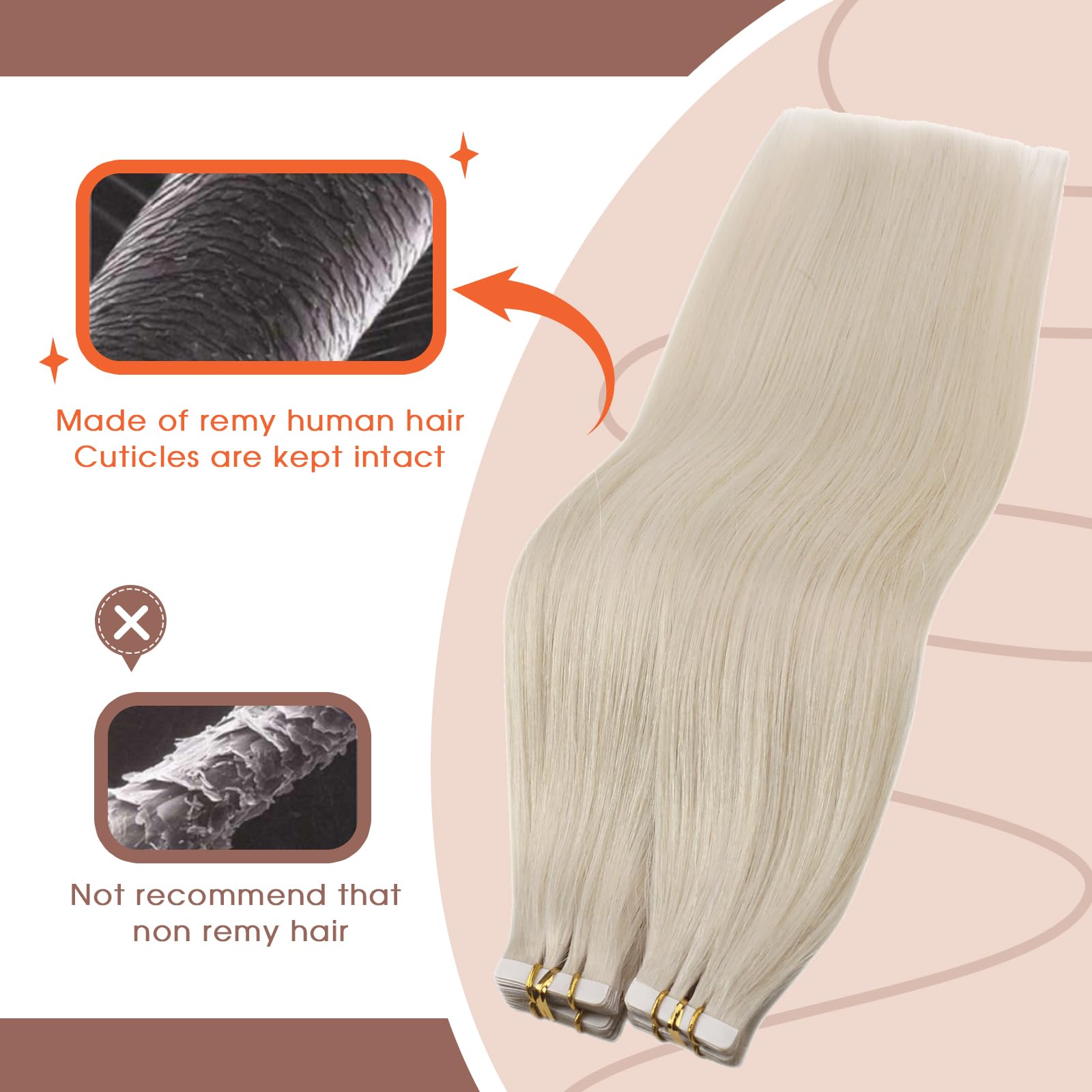 Foto 3 pulgar | Extensiones De Cabello Con Cinta Adhesiva Sunny Hair Platinum Blonde #60 - Venta Internacional.