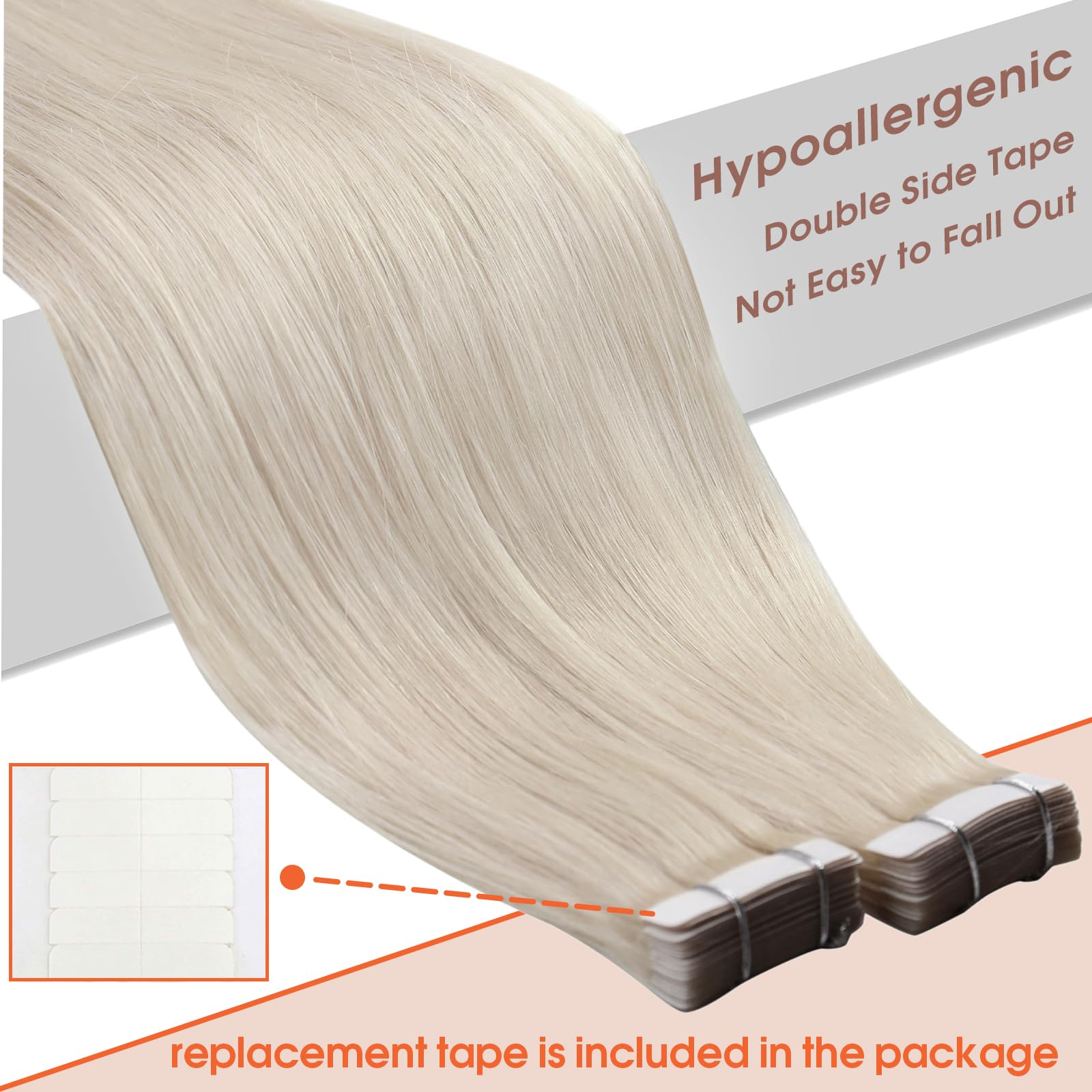 Foto 3 | Extensiones De Cabello Con Cinta Adhesiva Sunny Hair Platinum Blonde #60 - Venta Internacional.